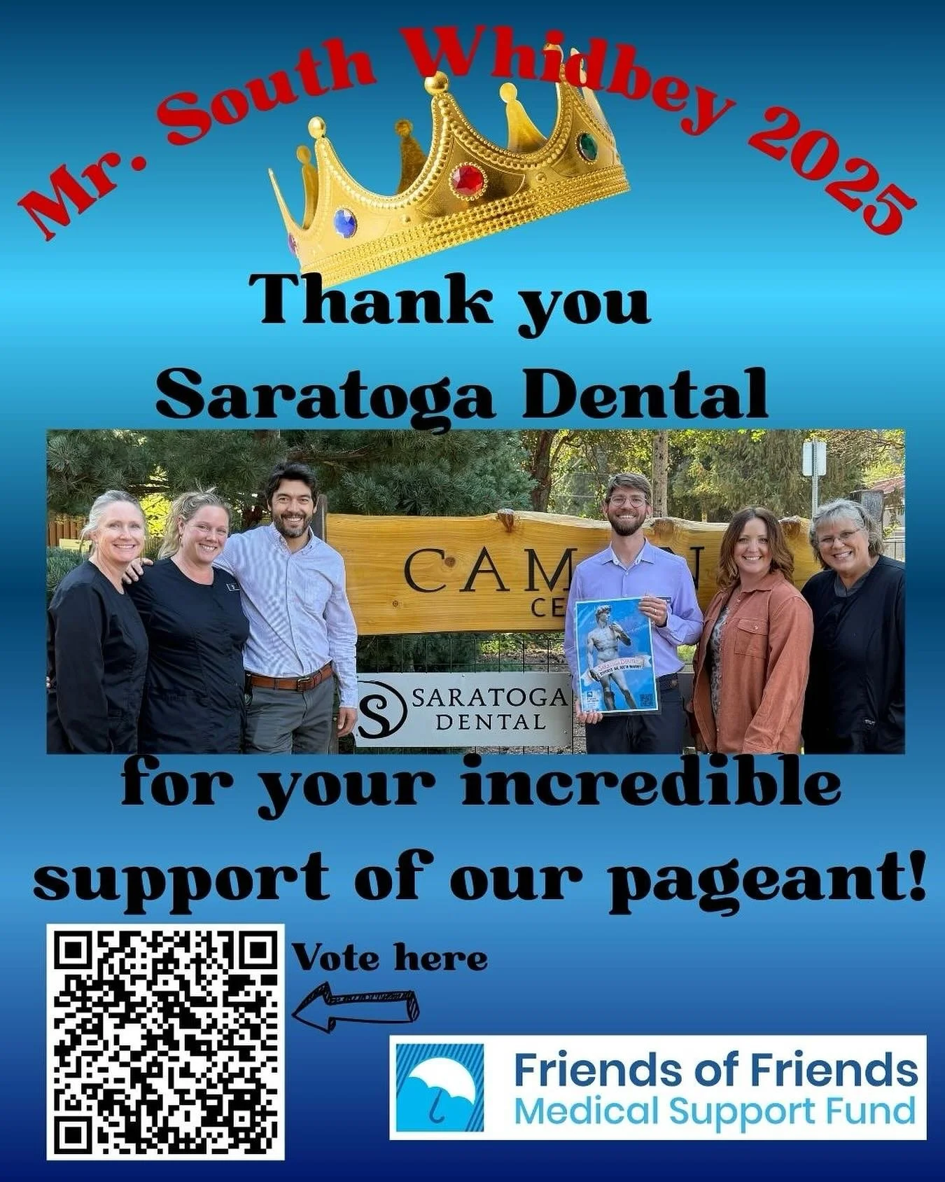 Saratoga Dental opened wide to support our pageant! Thanks so much! We are all smiling!