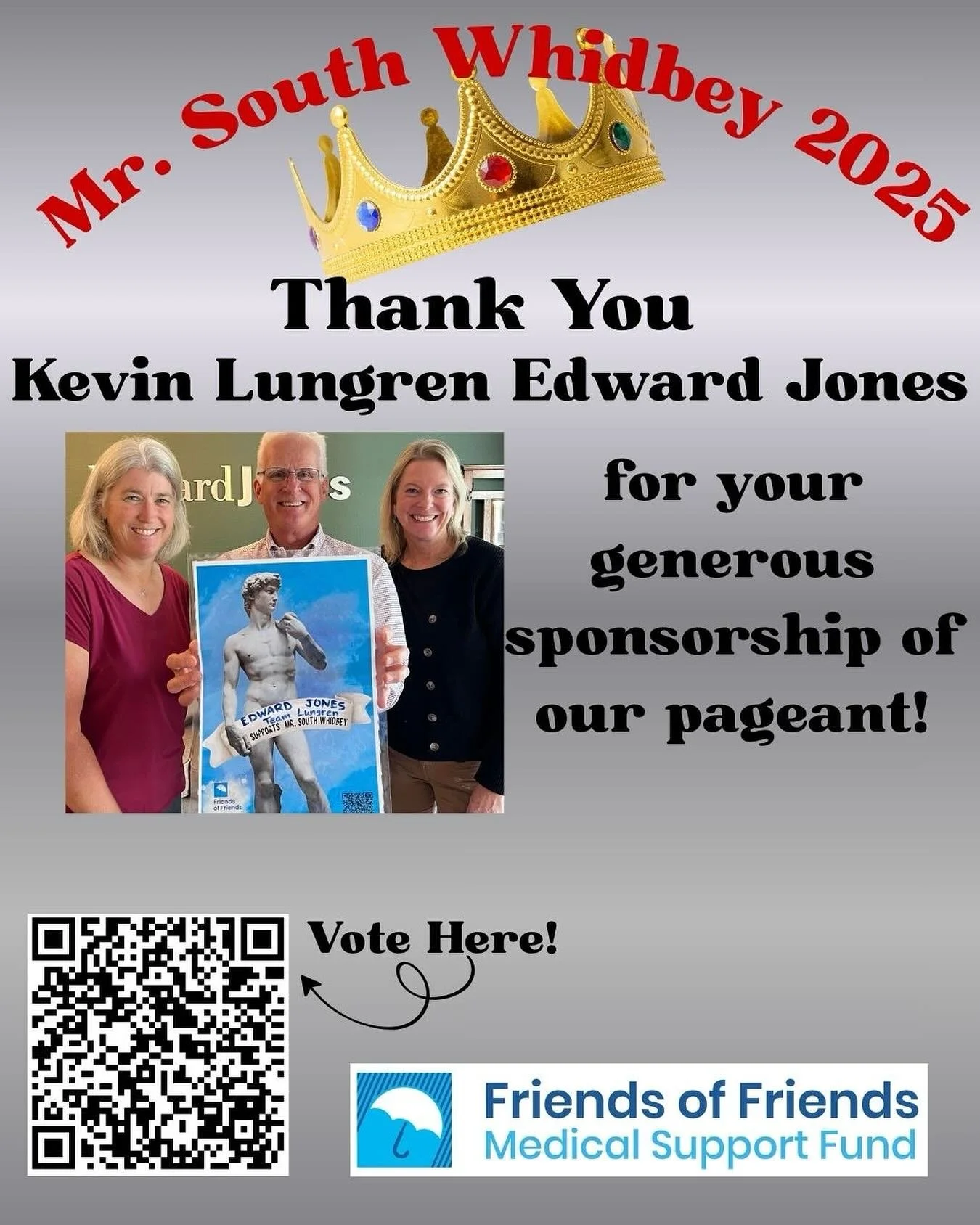 Thank you Kevin Lungren of Edward Jones (Mr. South Whidbey 2016!) for your generous support of the Mr. South Whidbey Pageant!