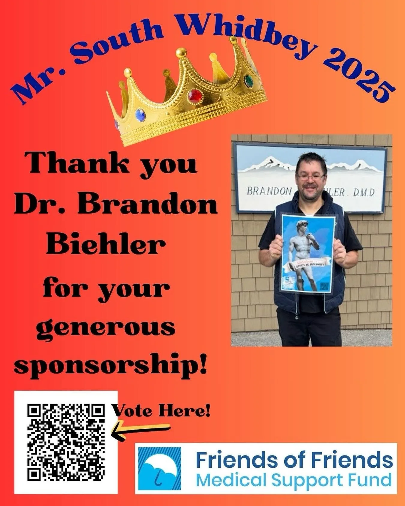 Dr Biehler is generous! And that is the honest Tooth! Thanks for your sponsorship of the Mr. South Whidbey Pageant!