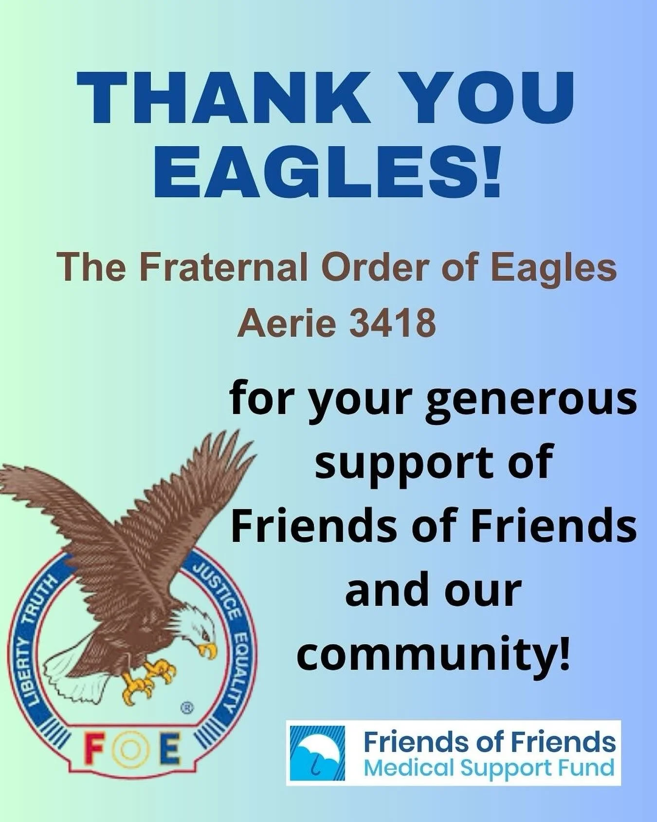 Thank you to the Eagles whose consistent support helps us help our community!