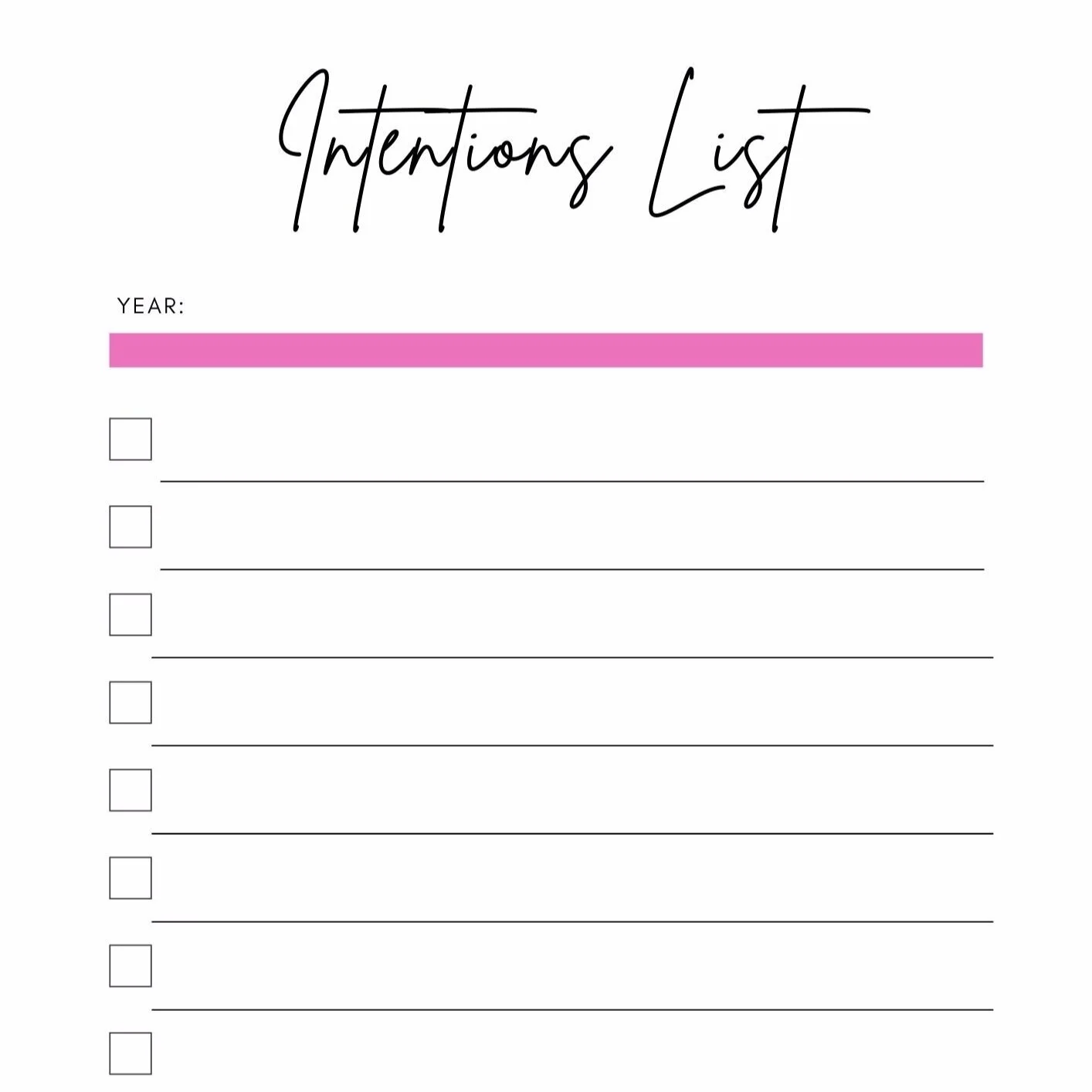 Free Download: Intentions List
