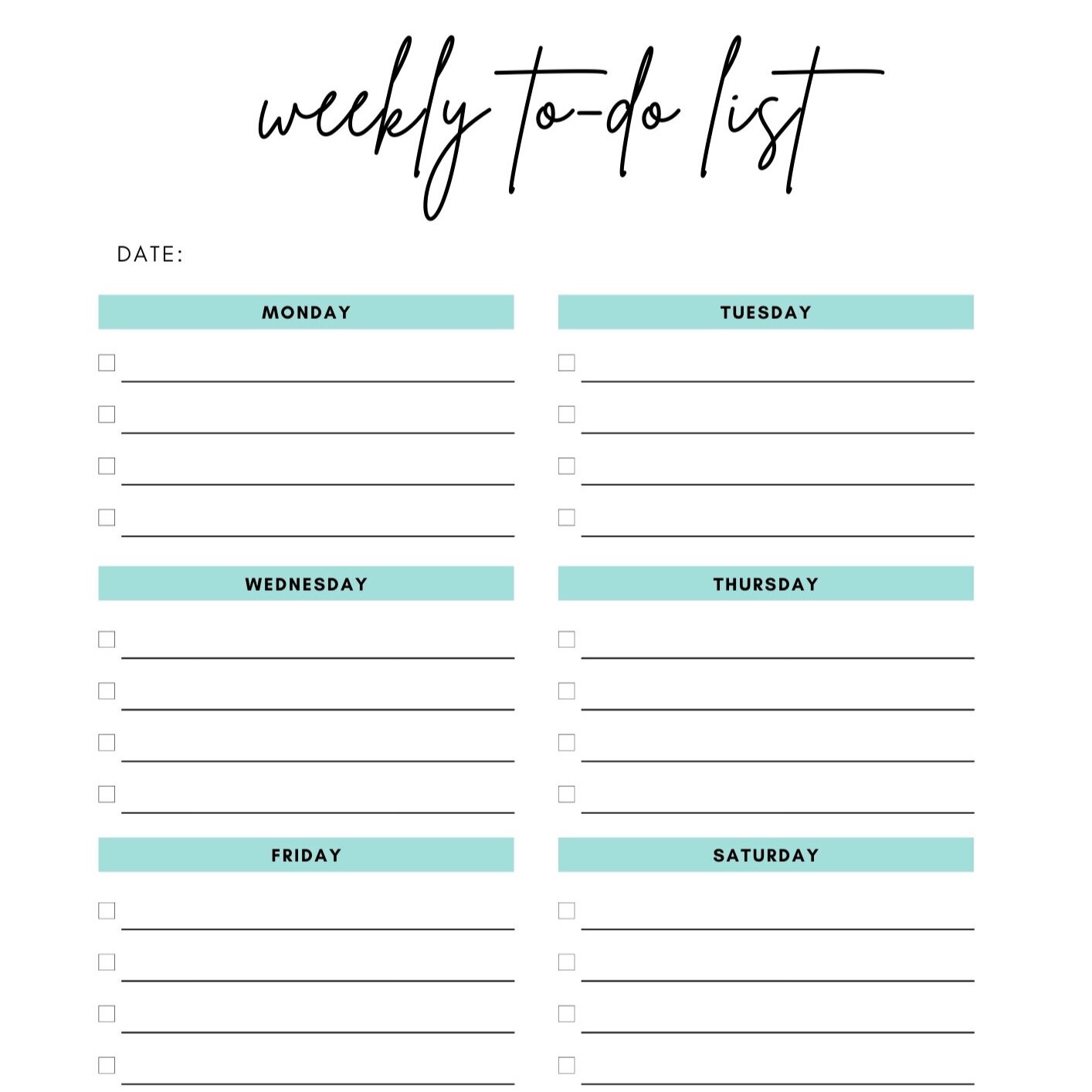 Free Download: Weekly To-Do List