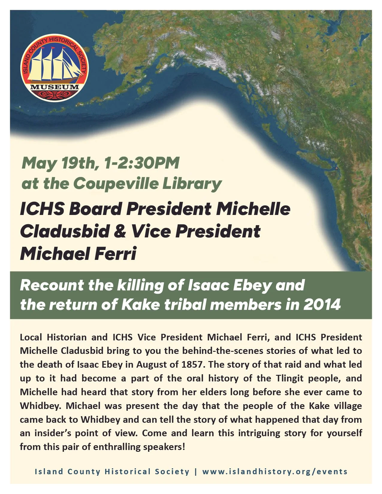 Recount the killing of Isaac Ebey and the return of Kake tribal members in 2014