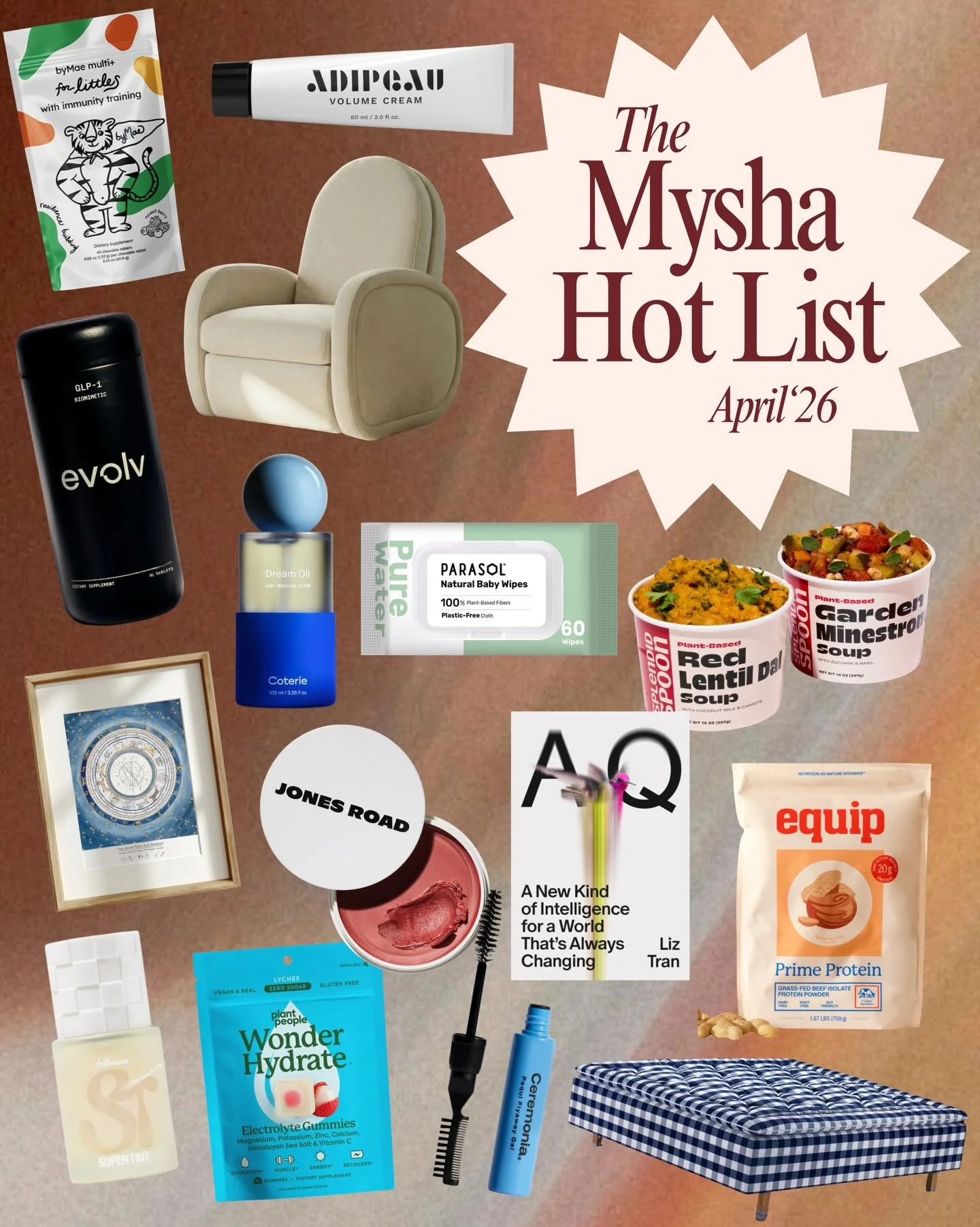 April Hot List, curated by Mysha founder, Marika Frumes (@marikafrumes)🤍

A monthly edit of what&rsquo;s making everyday life feel a little lighter, easier, and more considered.

These are the pieces she&rsquo;s loving&mdash;and the ones constantly 
