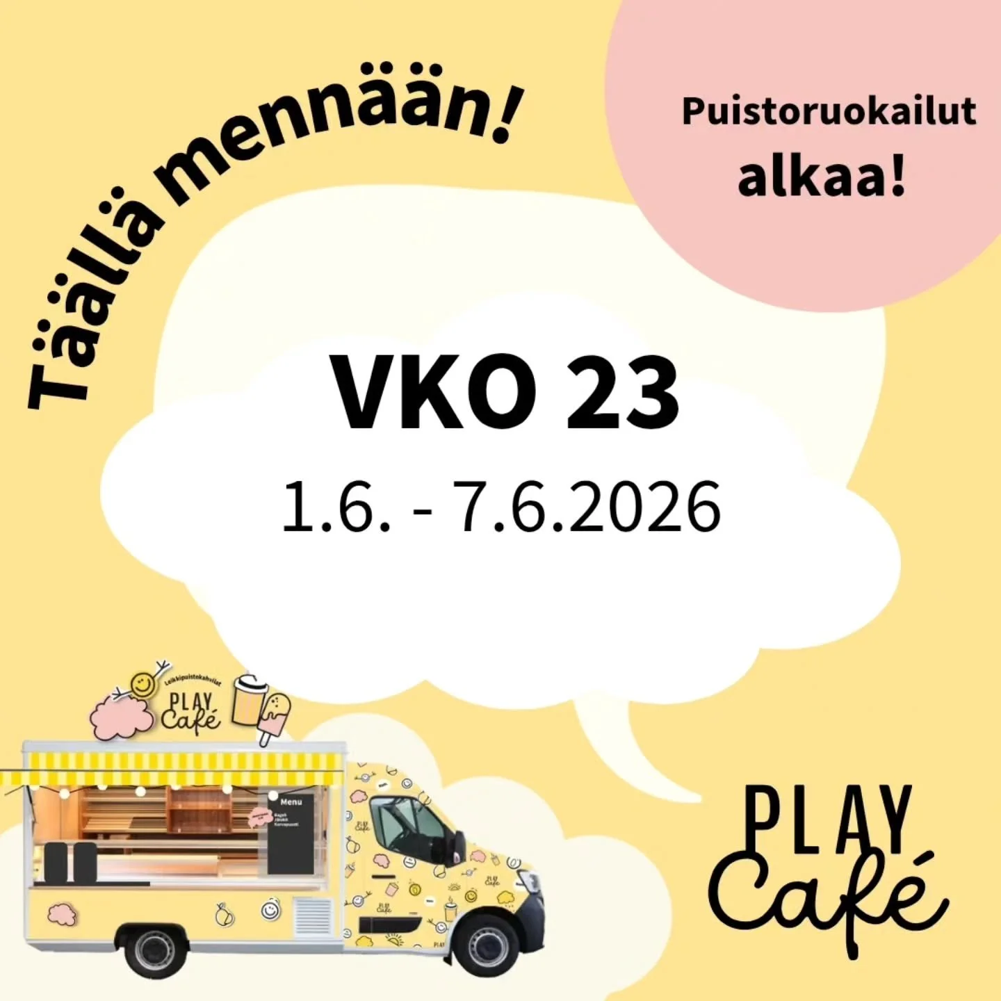 Play Caf&eacute;-leikkipuistokahvilat liikkeell&auml; 1.6.-7.6.2026 ☀️

Helsingin puistoruokailut alkavat ja kaikki alle 18-vuotiaat saavat klo 12 maksuttoman l&auml;mpim&auml;n lounaan! 😋

⚽ Keskiviikkona viikko k&auml;ynnistyy leikkipuisto etupell