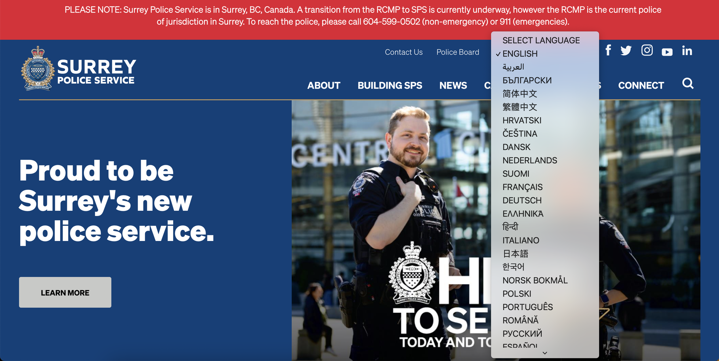 Multilingual Surrey Police Website Launched