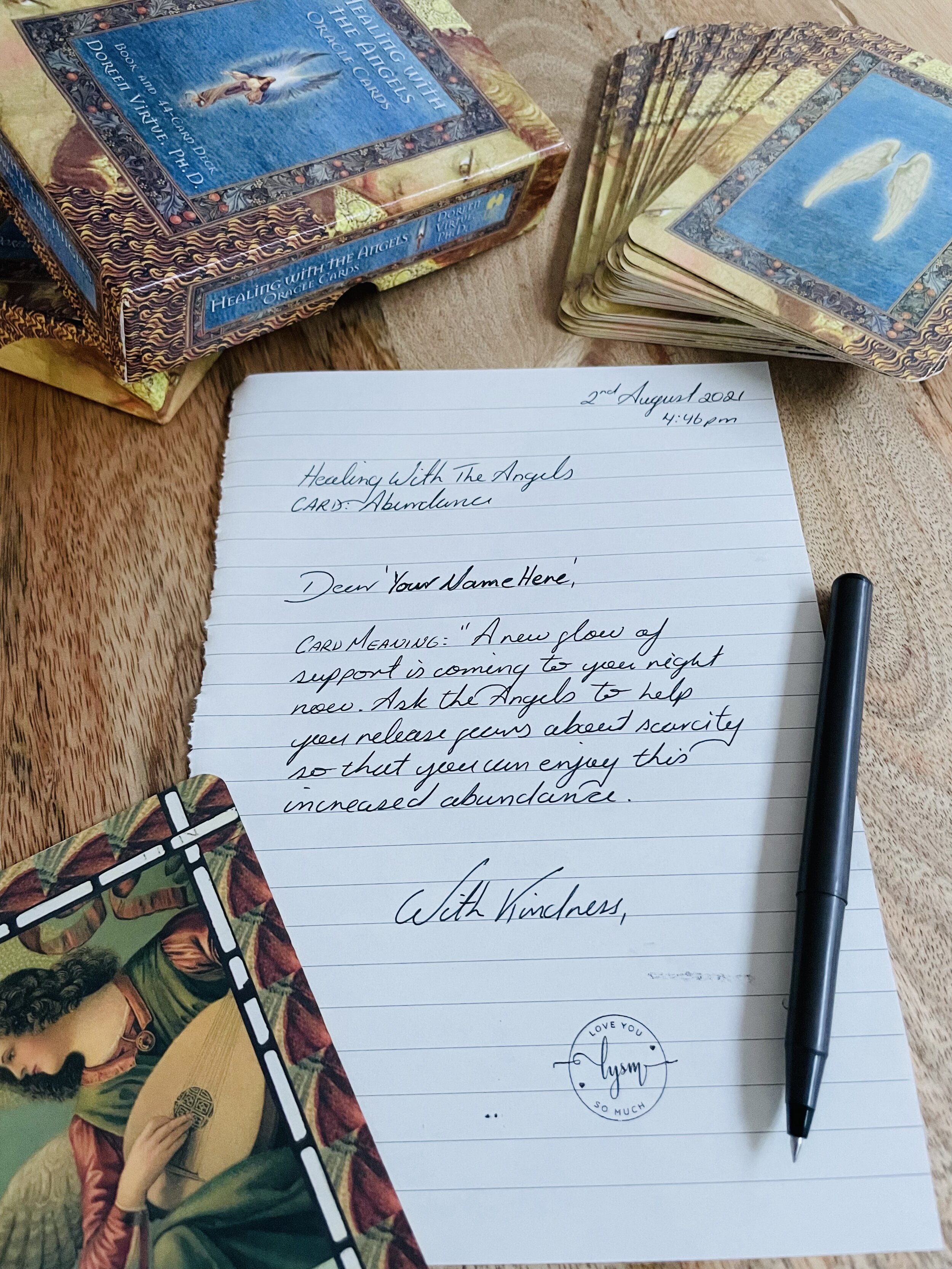 LYSM Handwritten Note - Angel Card