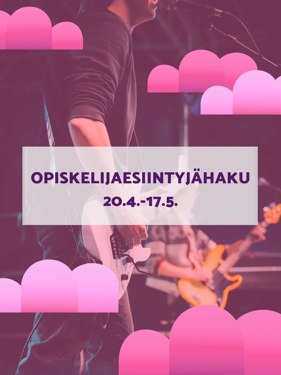 Etsimme opiskelijaesiintyji&auml;! 🤩

Haemme opiskelijoita mukaan esiintym&auml;&auml;n Hurmoksen lavoille syksylle 2026. Esityksen ei tarvitse olla v&auml;ltt&auml;m&auml;tt&auml; musiikkia - tervetuloa n&auml;ytt&auml;m&auml;&auml;n taitosi ja hur