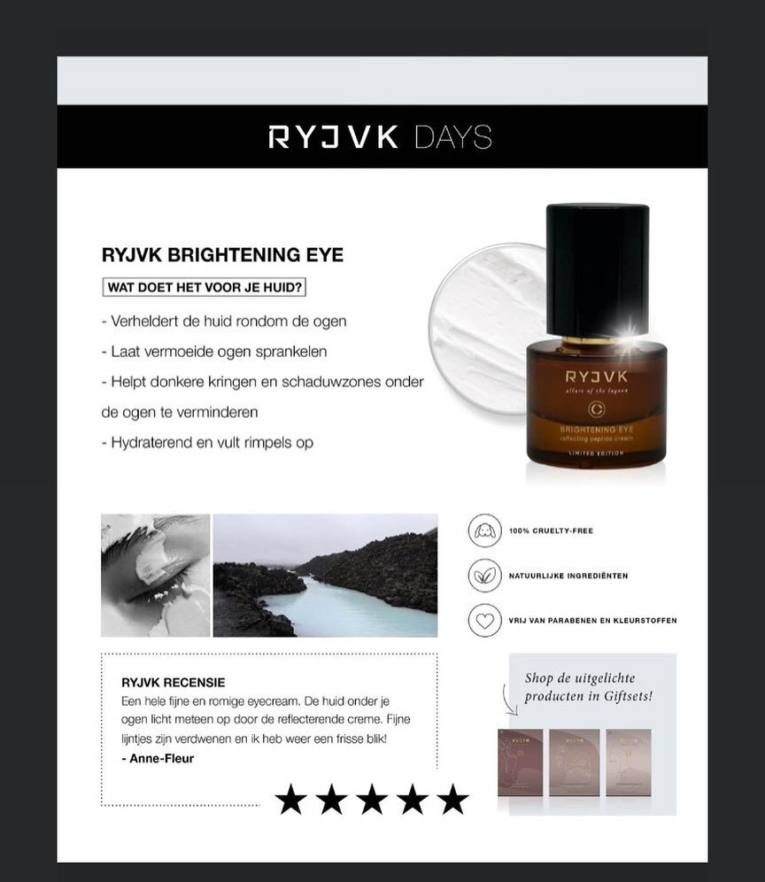 Deze oogcreme van de RYJVK-Collectie is een echte Musthave voor deze zomer!! Het laat vermoeide ogen sprankelen, camoufleert donkere kringen en lijntjes en vult rimpels op voor een jeugdig effect. 
#brighteyes #ryjvkcollectie #newseason #cenzaasalon 