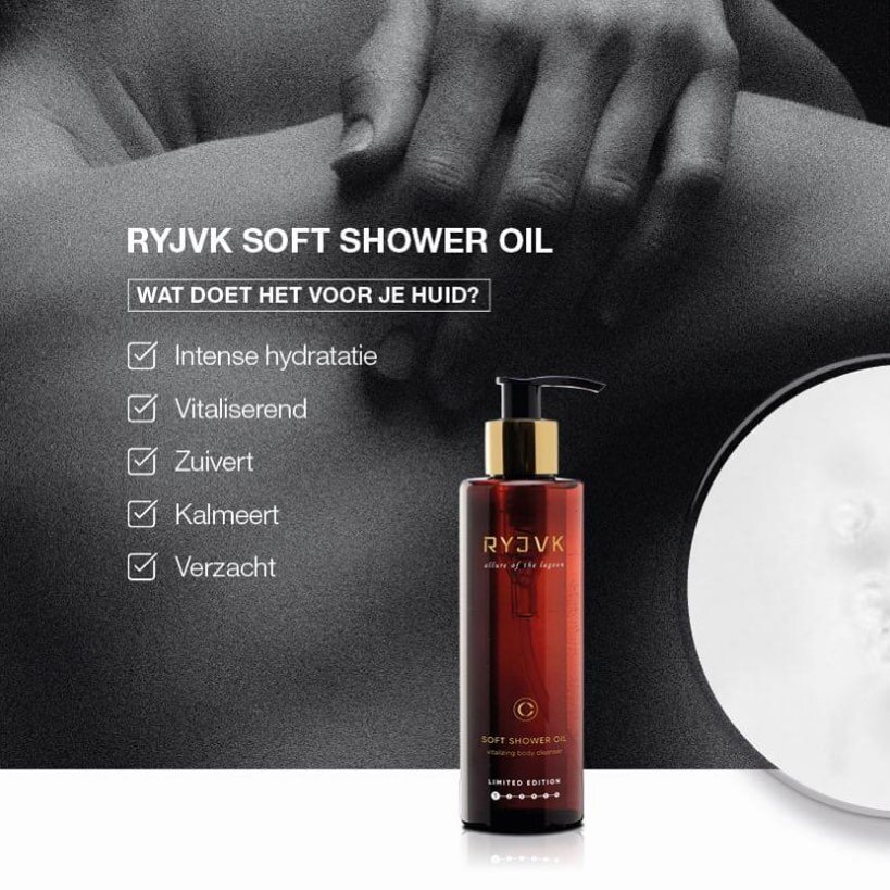 Deze Soft Shower Oil van de RYJVK collectie is een geweldige zachte, smeltende olie-gel-textuur die de huid op milde maar effectieve manier zuivert, zonder de huid uit te drogen. In contact met water verandert deze olie-gel in een fijn romig schuim d