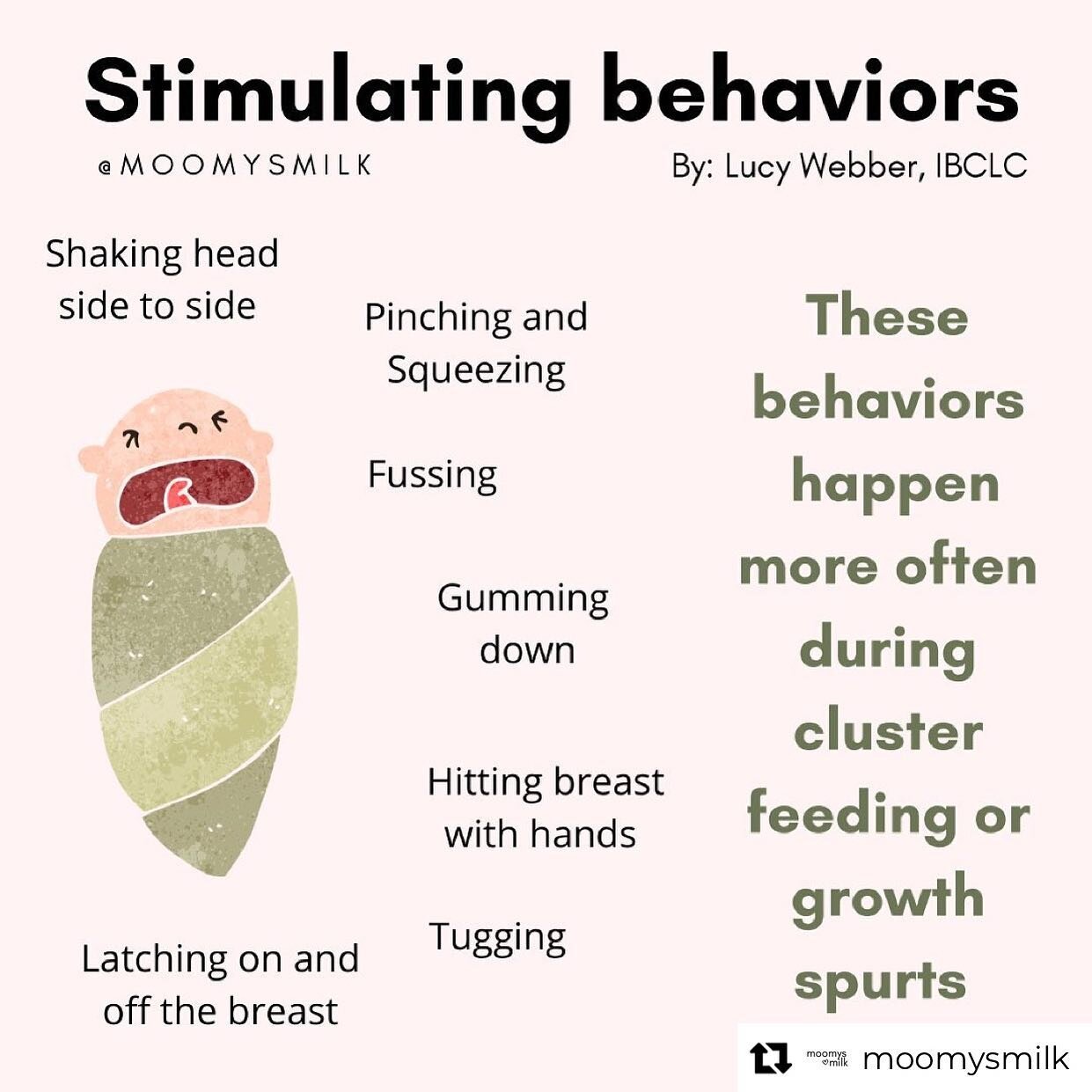 Repost from @moomysmilk
&bull;
&ldquo;There are certain behaviors that all babies do at some point to stimulate milk flow and supply, and these are normal. If you have any concerns about your supply seek trained support.&rdquo; 
✏️ Lucy Webber IBCLC