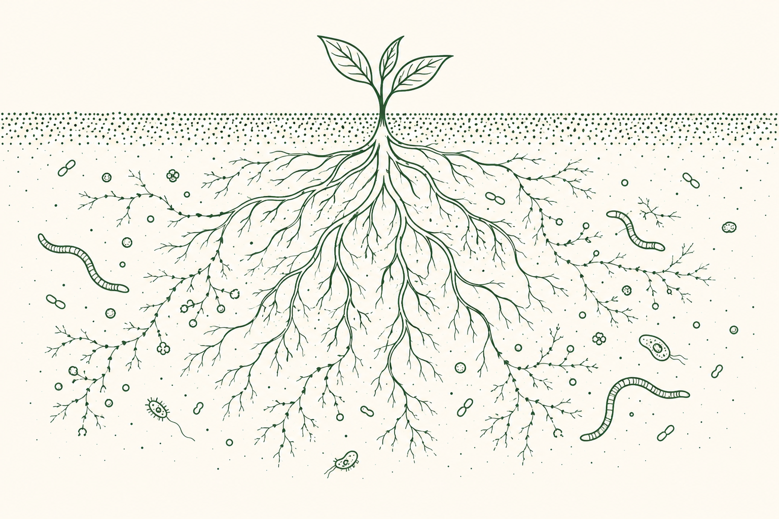 Healthy root system and soil