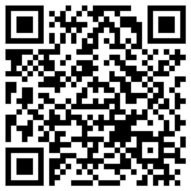 Un codice QR bianco e nero su sfondo bianco.