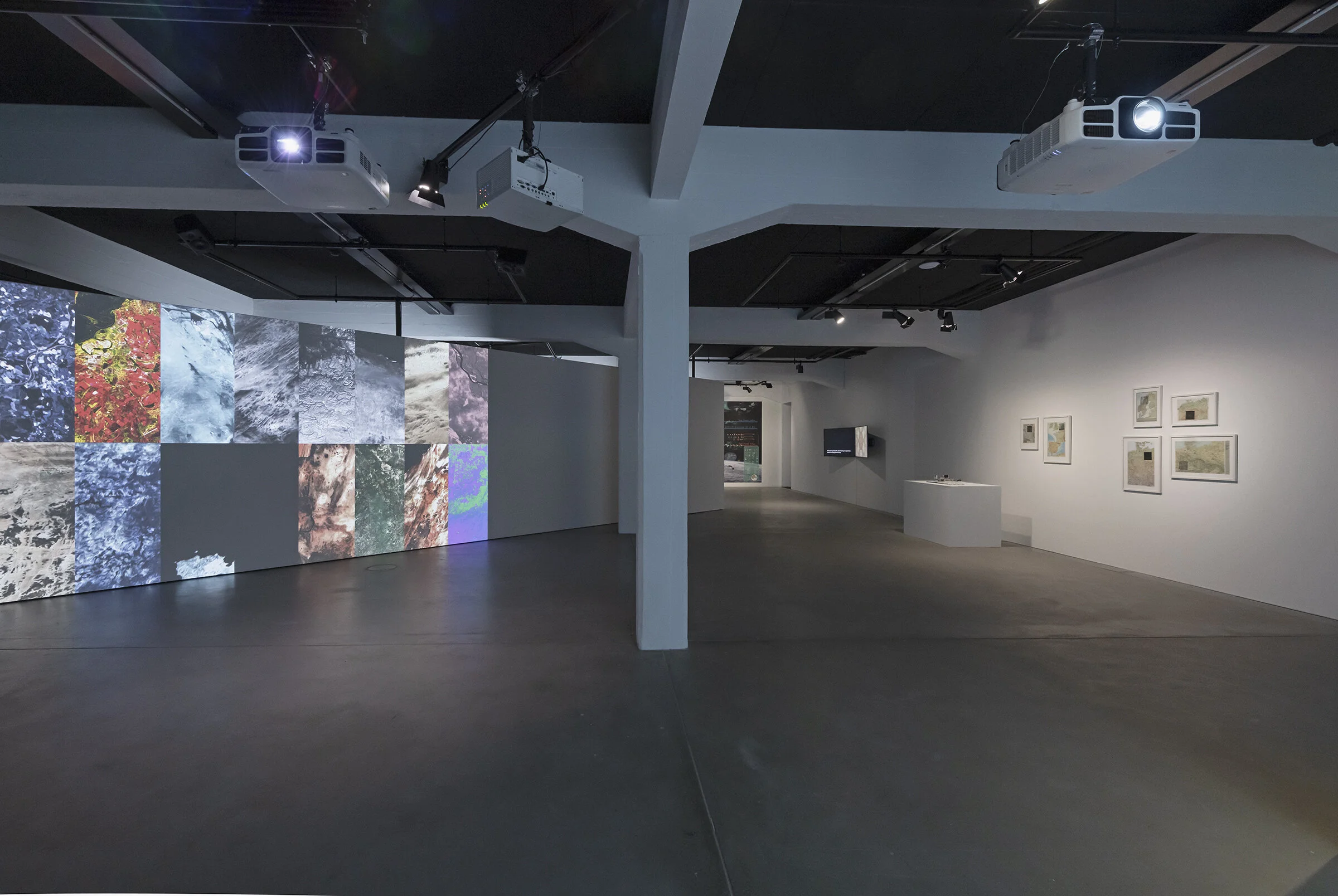 Exhibition view, «Shaping the Invisible World – Digital Cartography as an Instrument of Knowledge», 2021, HeK (House of electronic Arts Basel), Photo: Franz Wamhof