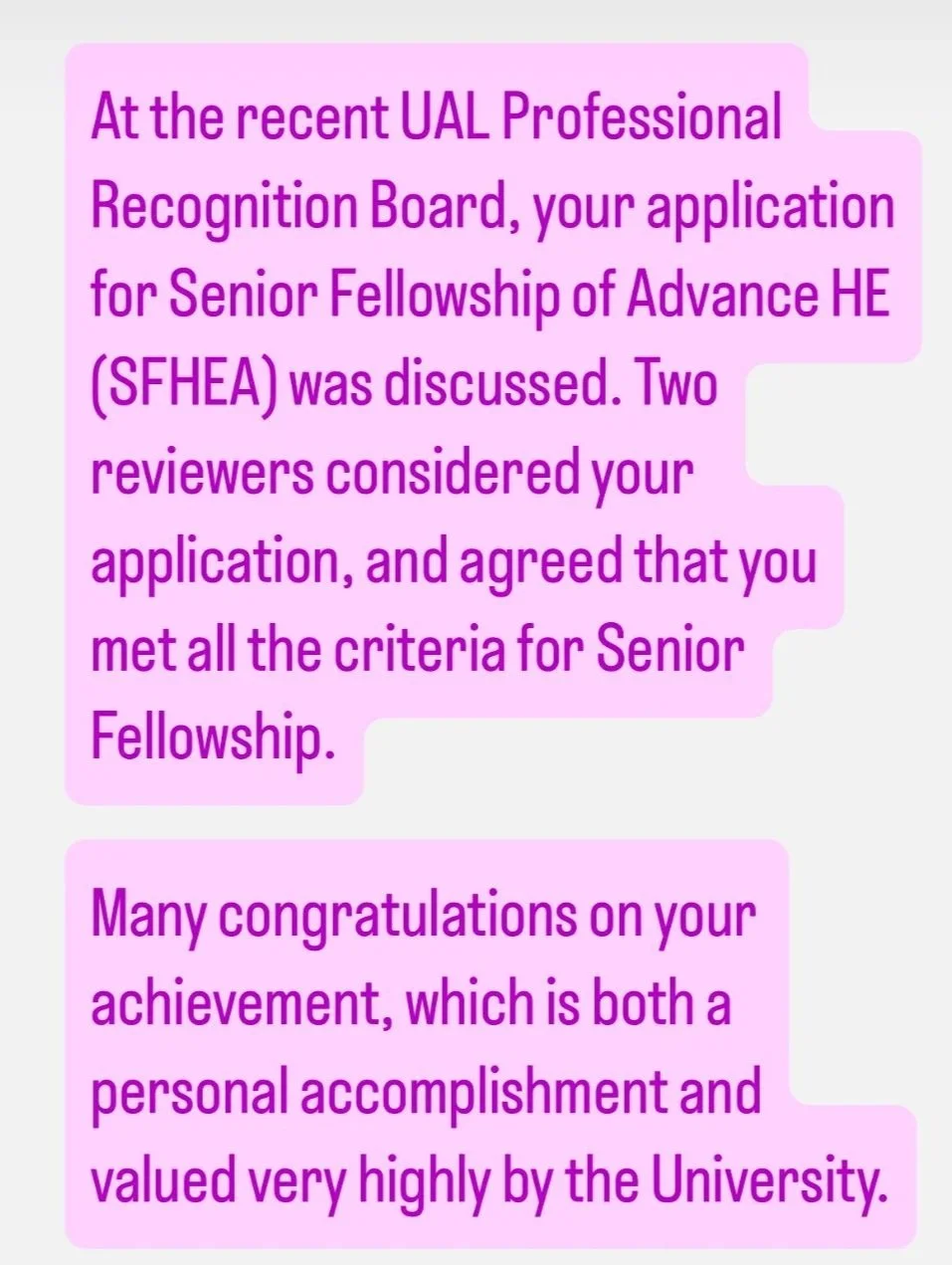 Senior Fellowship (SFHEA) of Advance HE