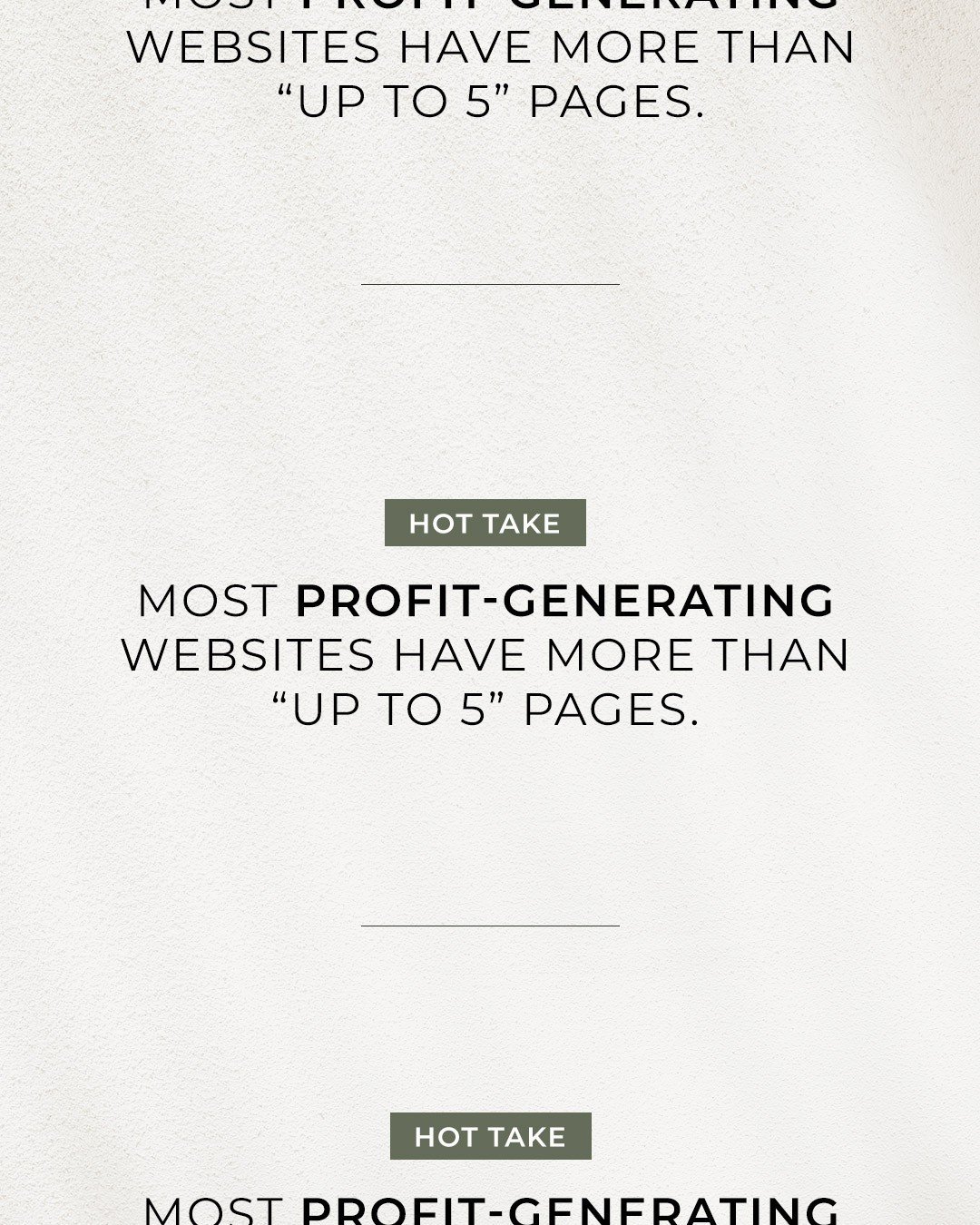 Ok I said it. 😬⁠
⁠
First of all let's answer the question &quot;then why does everyone offer that?&quot; and the simple answer is that we all start somewhere and a powerhouse website is not for beginners and not cheap to make or operate. 😅⁠
⁠
But a