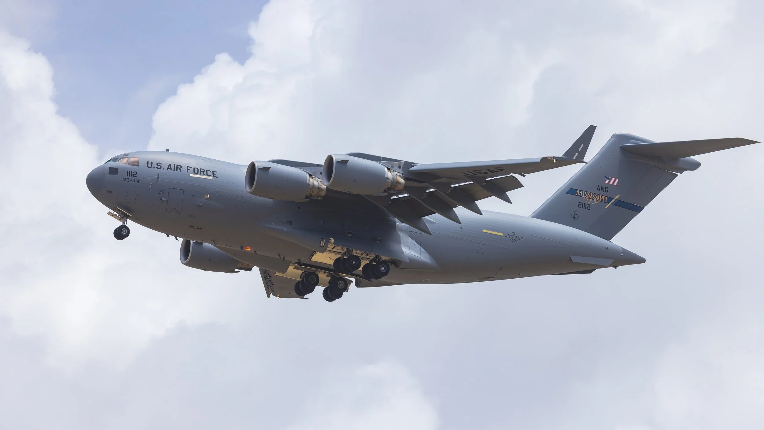 USAF C-17A Serial 02-1112 Mississipi ANG 172nd Airlift Wing arrives in Curacao TNCC 18 Jul 2026