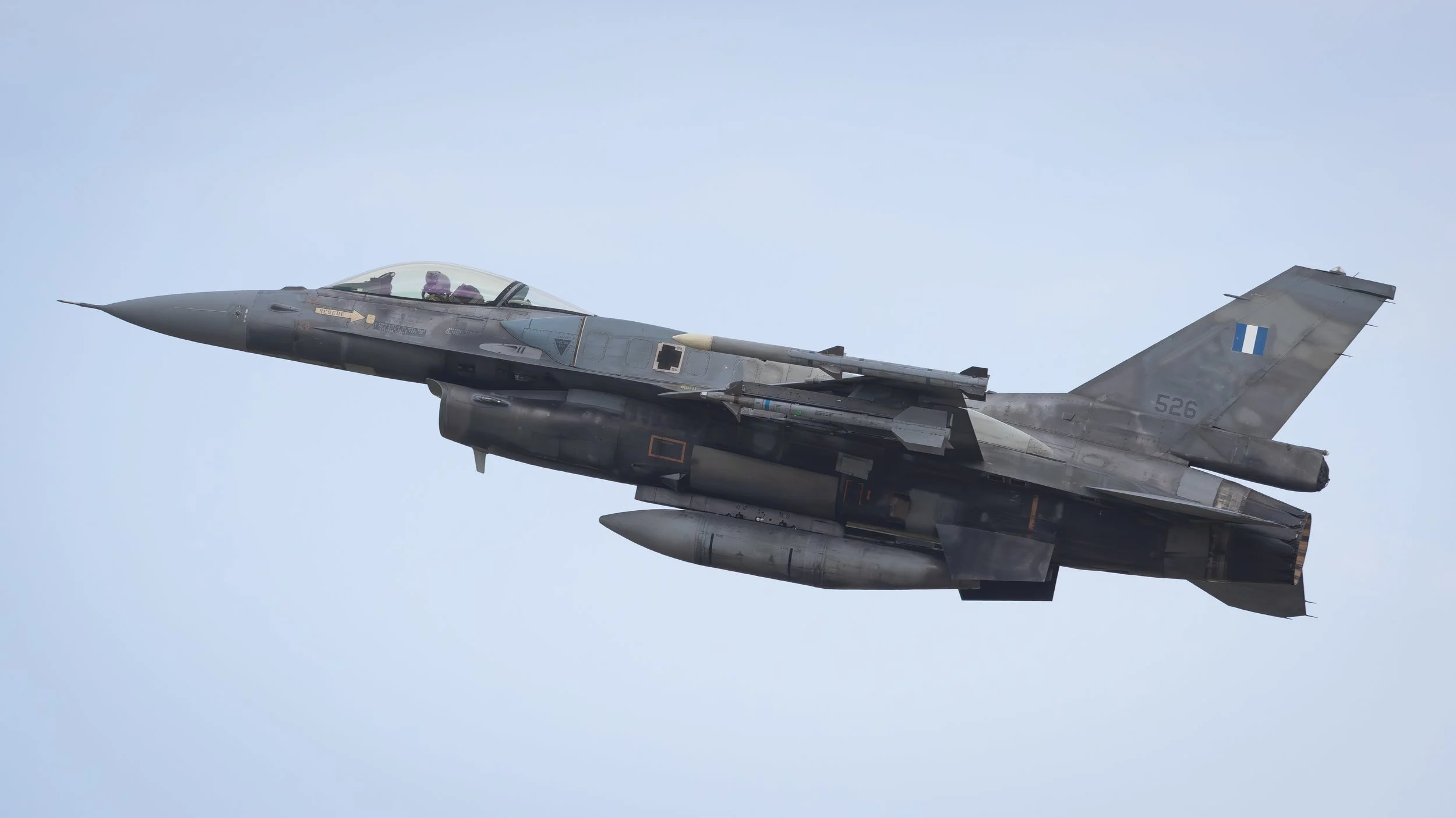 F-16C block 52 serial 526 heads out for an INIOCHOS 2026 mission.