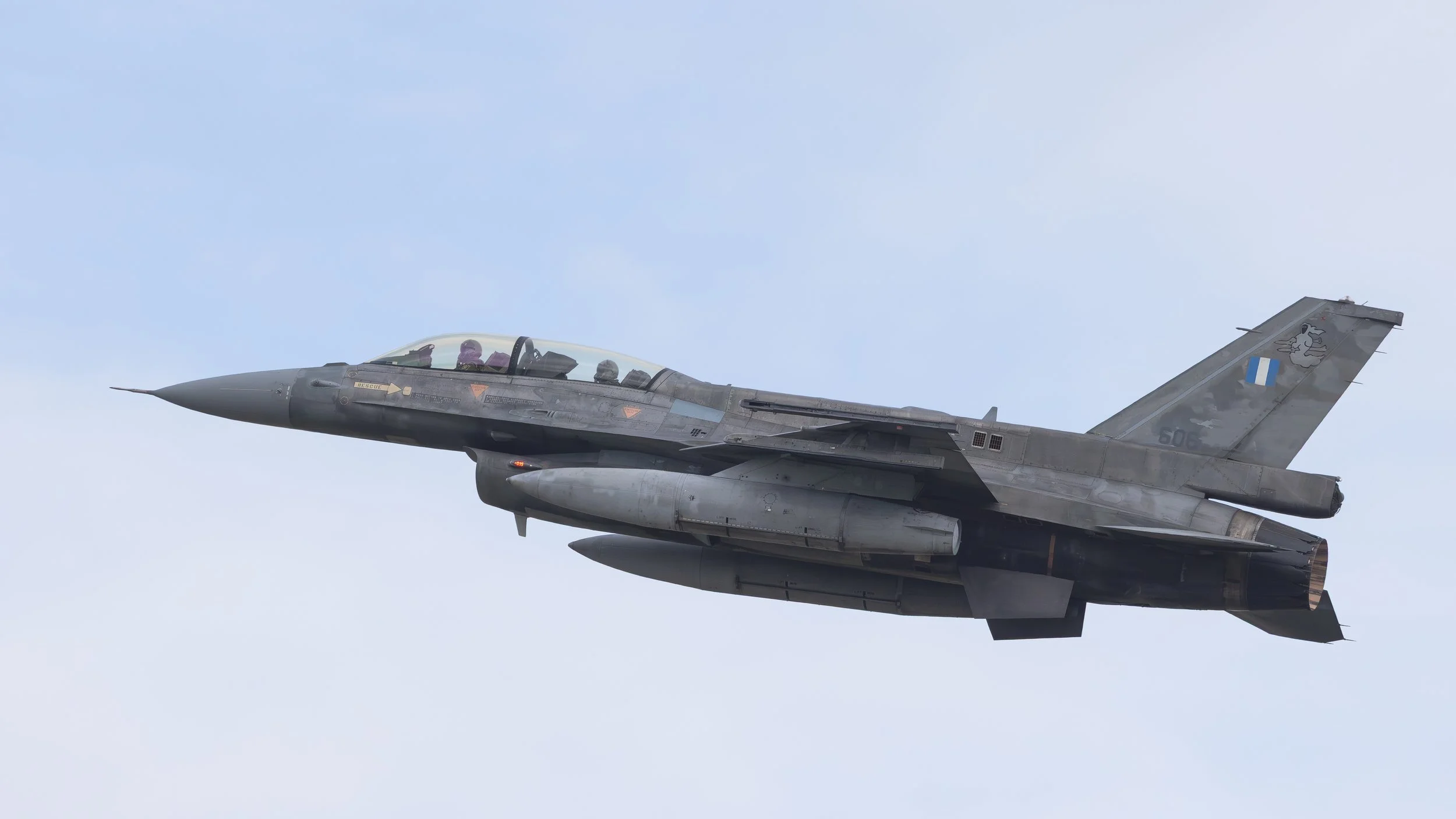 F-16D serial 606 heading out for the morning wave at Andravida.