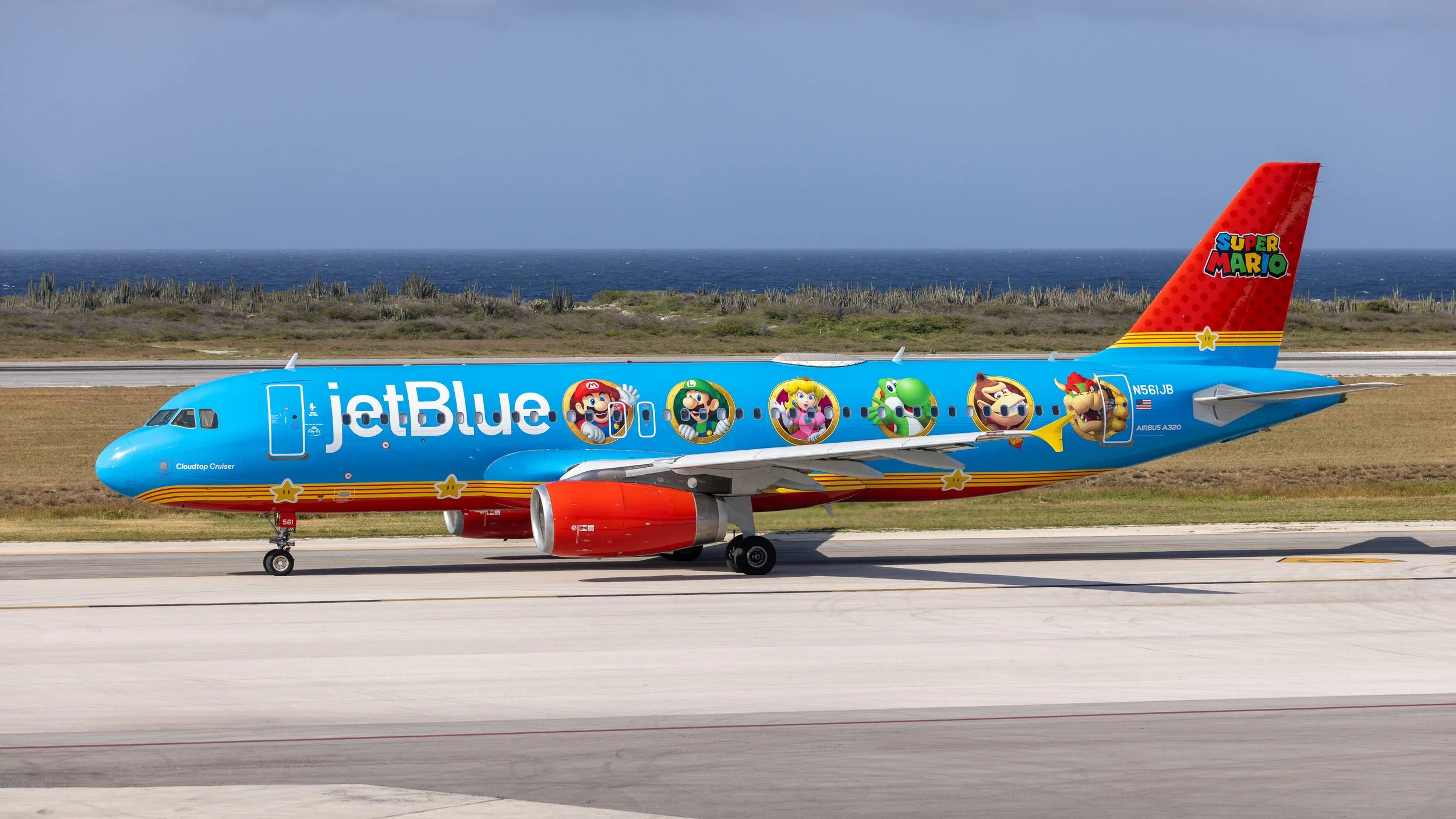 Jetblue Airbus A320 N561JB taxies in Curacao TNCC bound for JFK