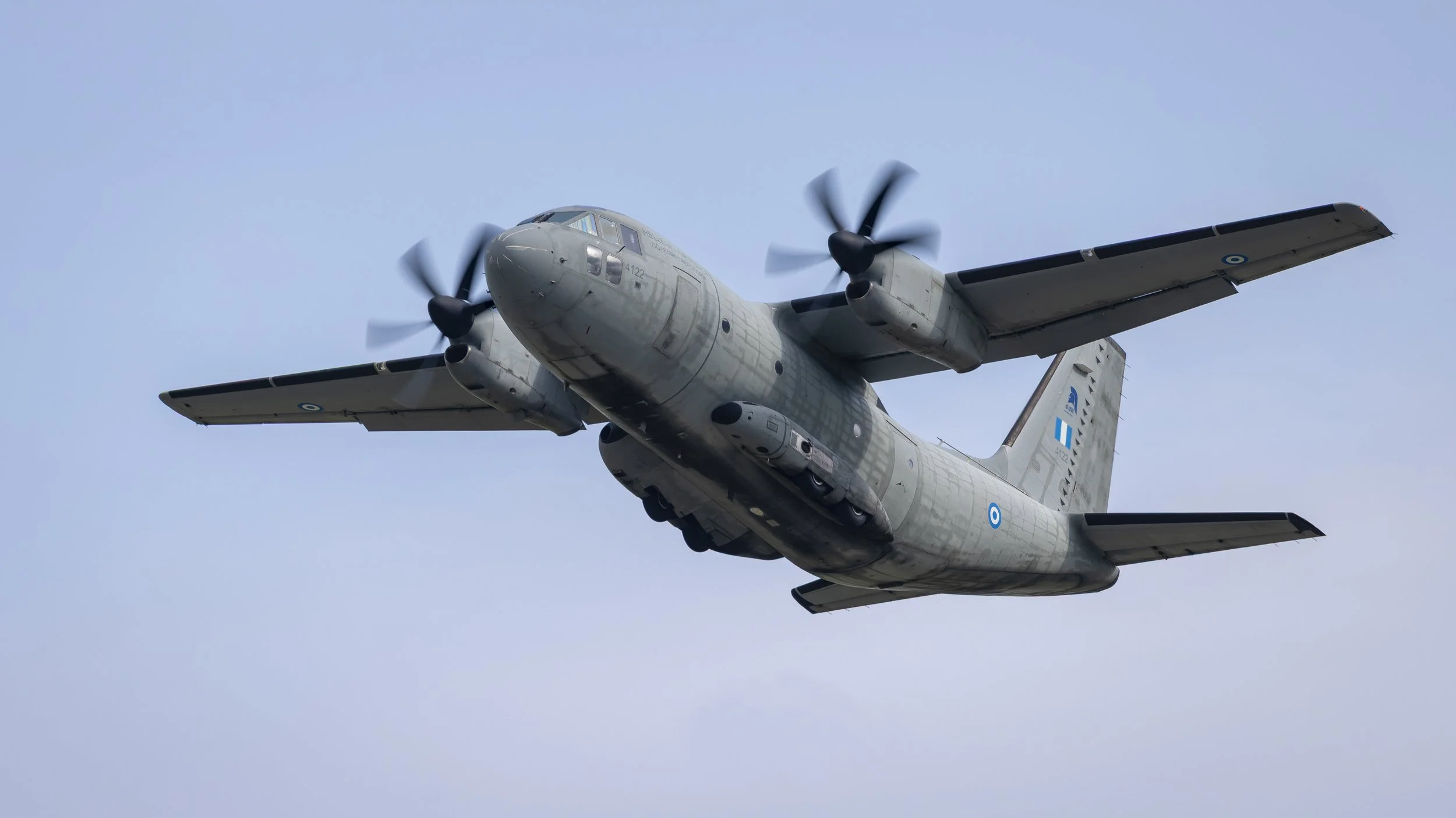 Hellenic Air Force C-27J serial 4122 from 354 Mira takes off from Andravida airbase during Iniochos 2026 spotters day