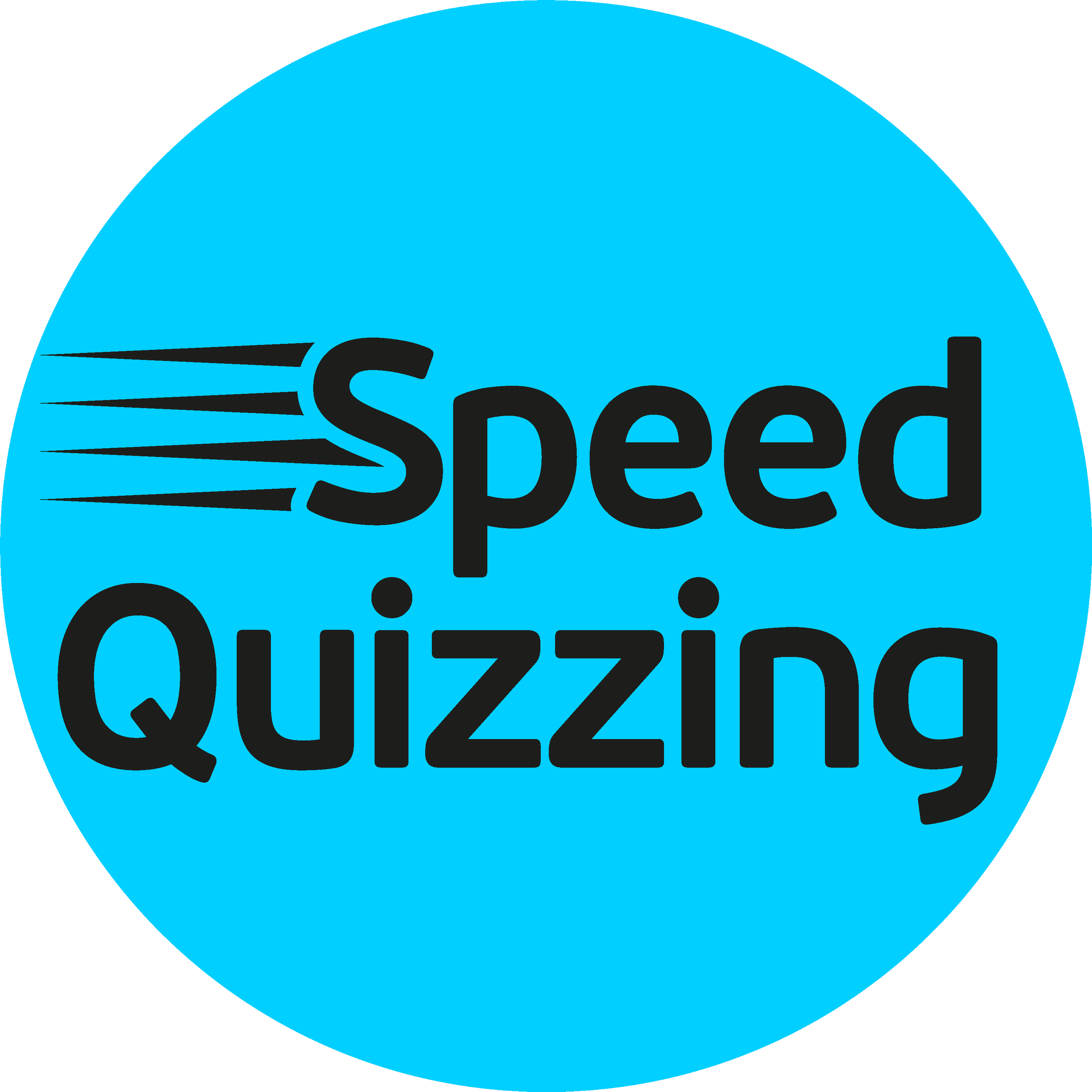 Blue circle with black text that reads 'Speed Question'.