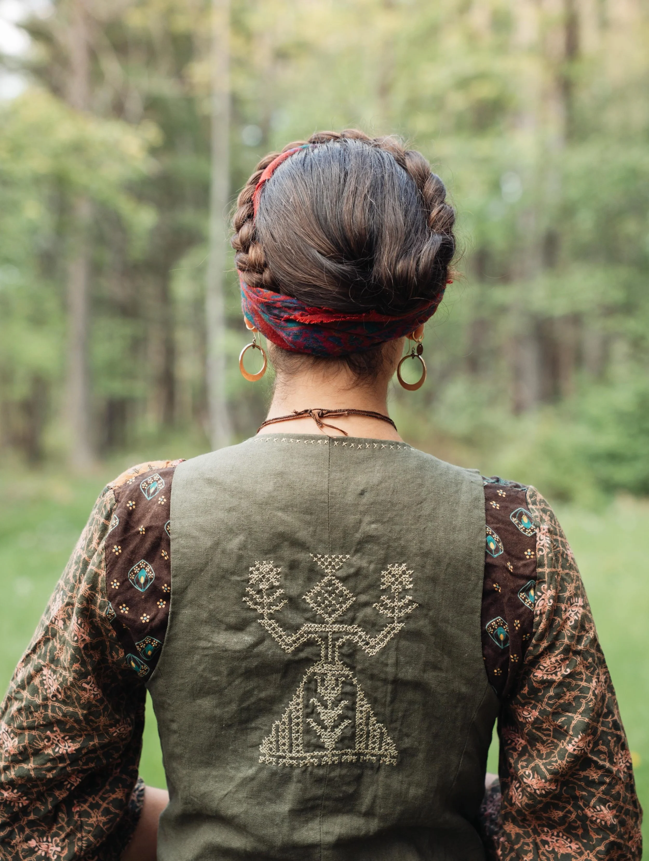 Needlework patterns, motifs, and symbols are forms of language. Visual prayer. A life force held within a boundary. A protection system carried in plain sight. Passed down through generations they were often placed with intention at the edges and thr
