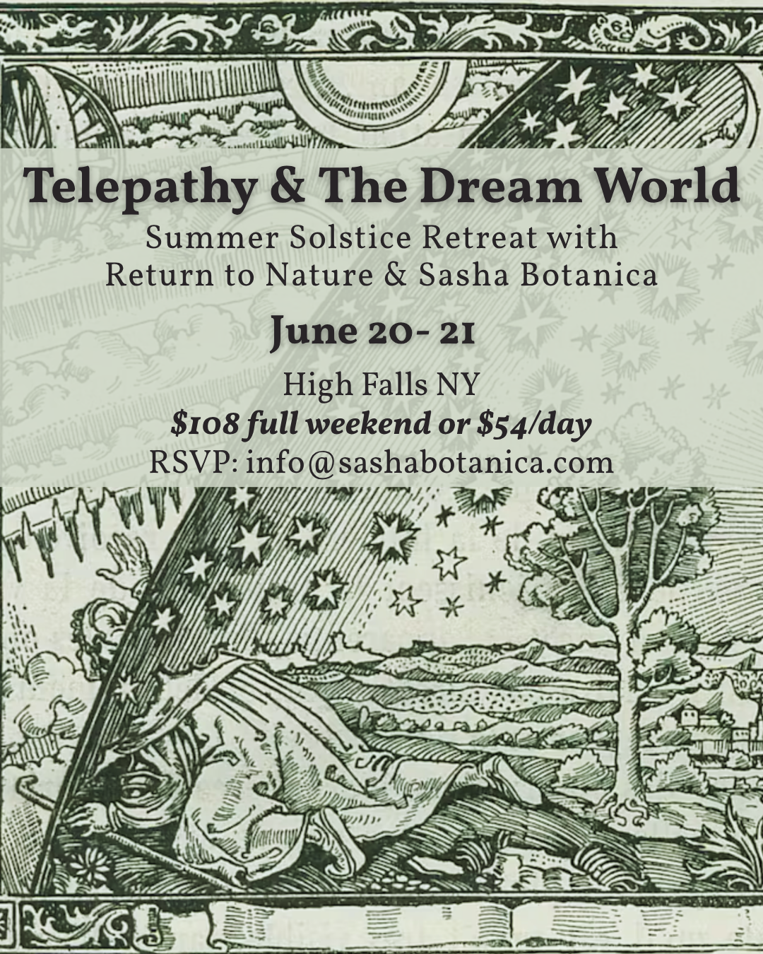 Telepathy &amp; the Dream World Summer Solstice Retreat with Return to Nature + Sasha Botanica