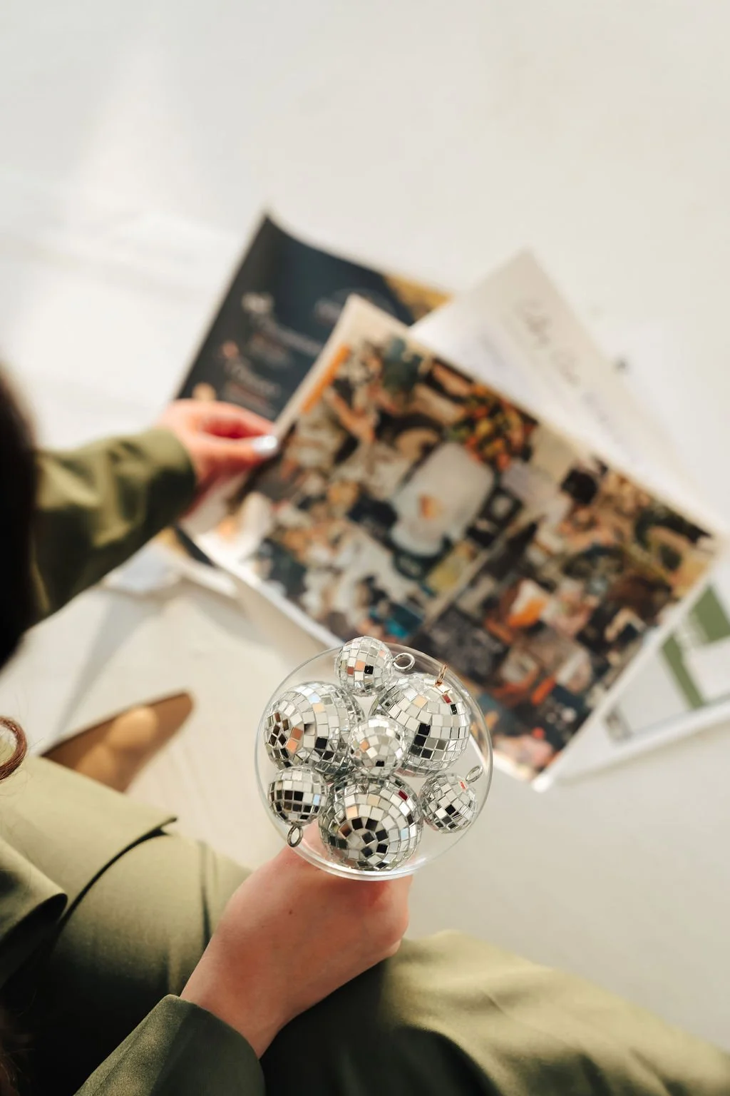 Abstract image with disco balls in glass