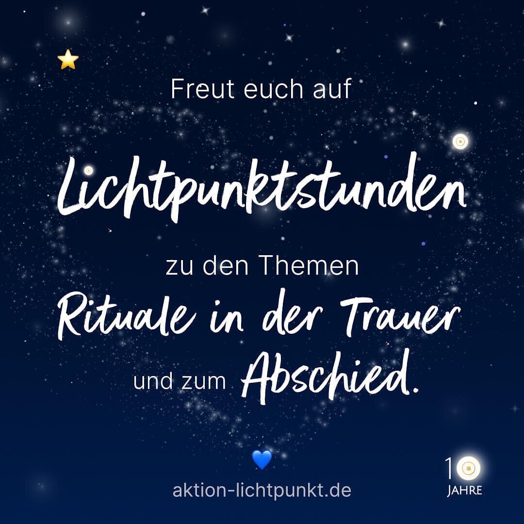 Gleich ist es so weit. Wir starten in die 10.te!!! Runde Aktion Lichtpunkt.

Ab heute jeden Dienstag um 20Uhr in einem Instagram-Live (auch zum Nachsehen!).

Heute mit einer Q&amp;A zum Thema #aktionlichtpunkt 

Wir freuen uns auf euch!

#sternenkind