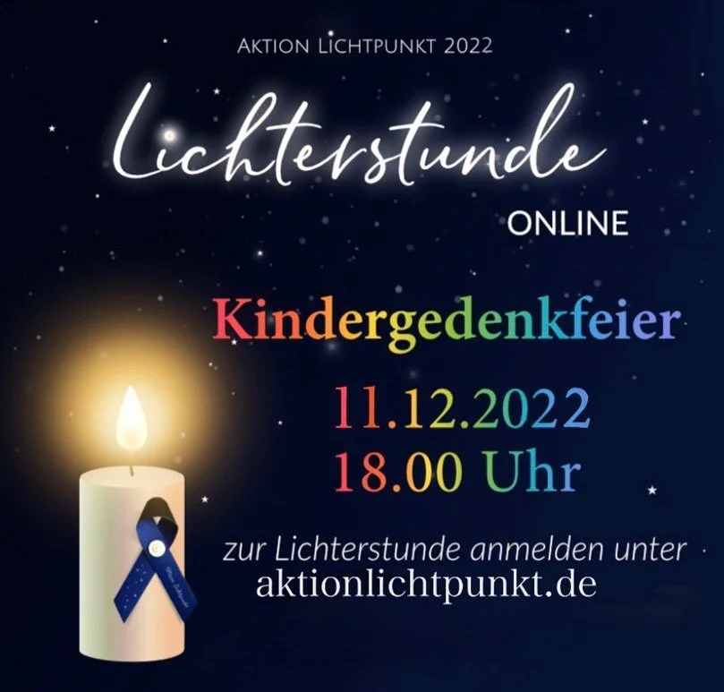 Zum dritten Mal in Folge laden wir am Tag des weltweiten Kerzenentz&uuml;nden f&uuml;r verstorbene Kinder (immer am 2.Sonntag im Dezember) zur gro&szlig;en Online-Kindergedenkfeier ein. 

Auch in diesem Jahr haben wir ein emotionales und w&uuml;rdige