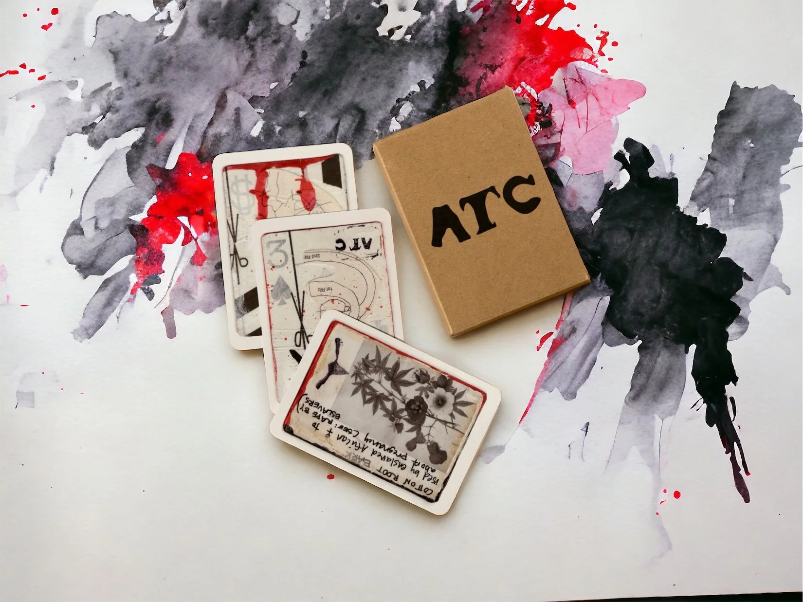 Watercolor Splash ATC Box and 3 cards 2.JPG