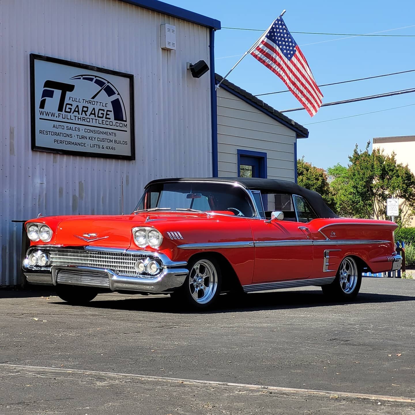 Check out this immaculate 1958 Cevrolet Impala with a 348 Super Turbo-Thrust big block! The client was driving her down to us from San Jose when the mechanical fuel pump gave out on an overpass! We came to the rescue and were able to wire in an elect