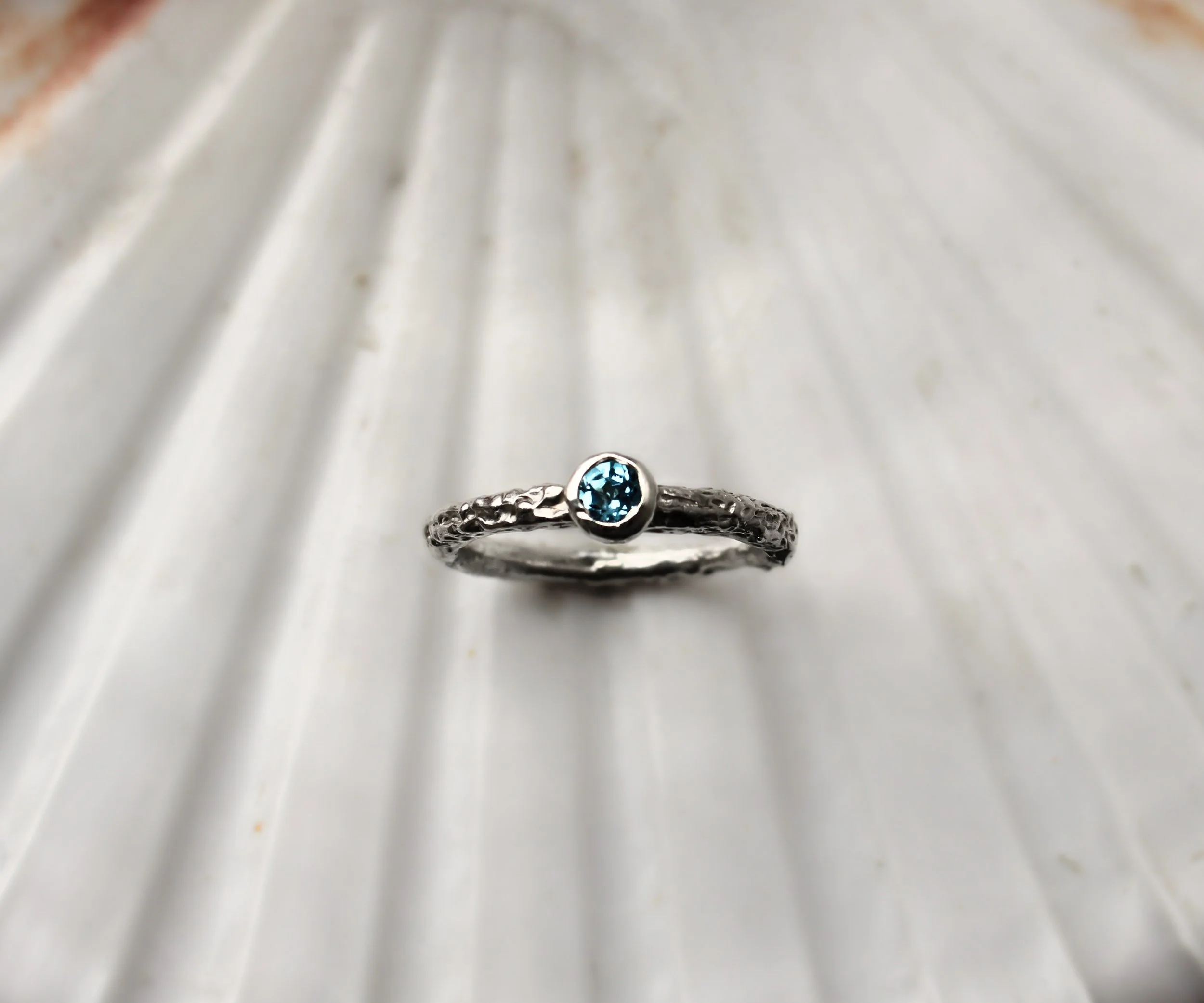 Sterling Silver Swiss Blue Topaz Rockpool Ring