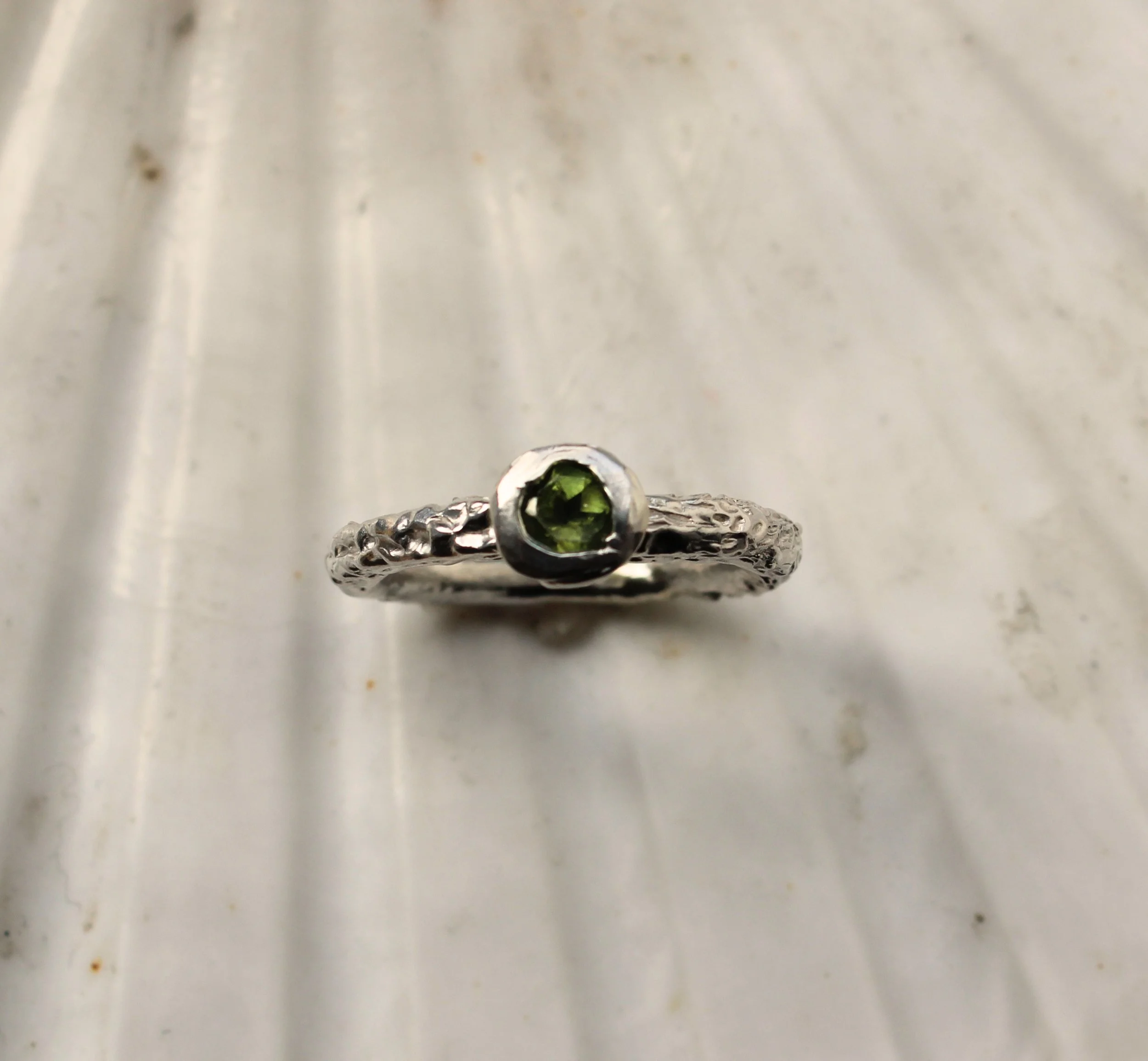 Sterling Silver Peridot Rockpool Ring