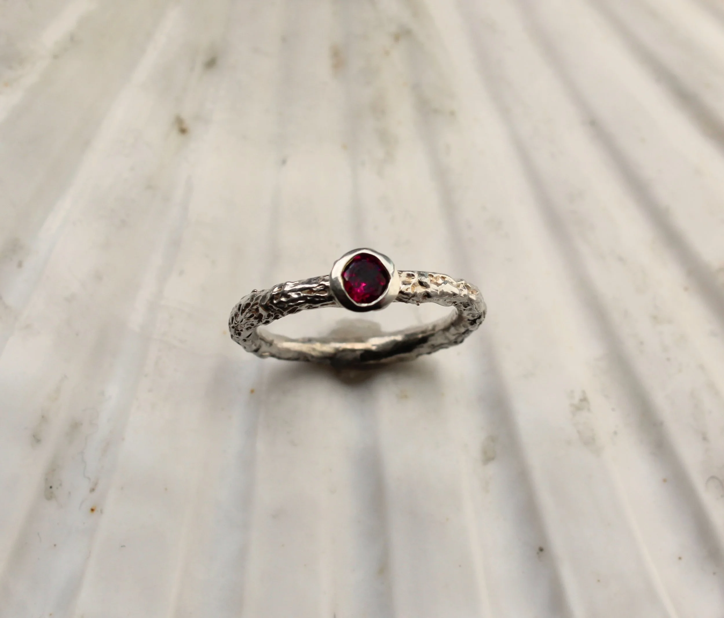 Sterling Silver Garnet Rockpool Ring