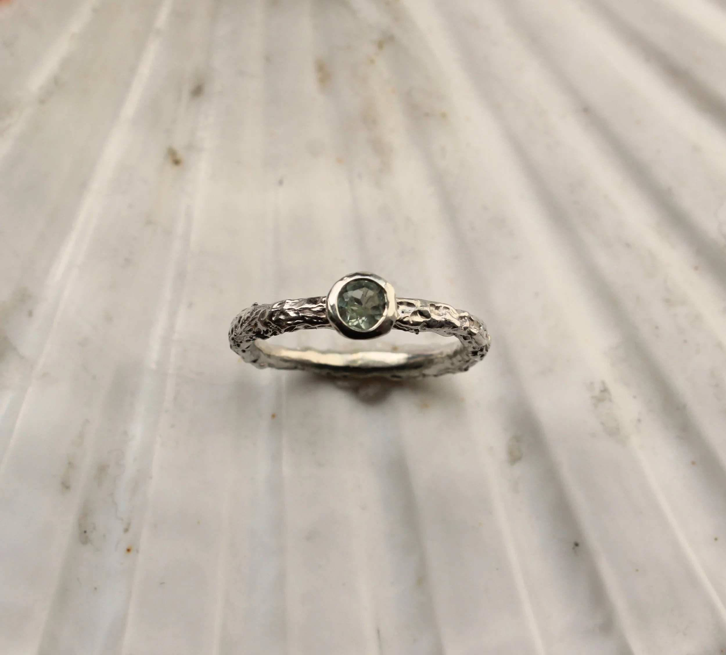 Sterling Silver Aquamarine Rockpool Ring