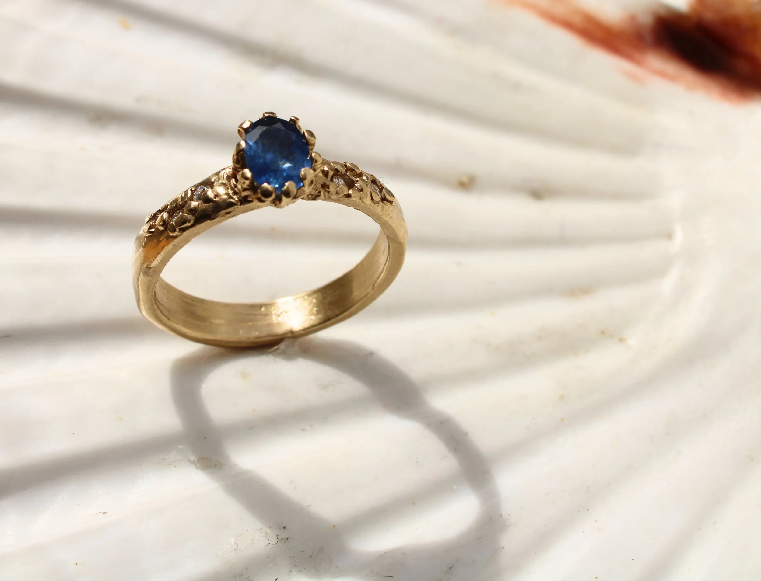 9ct Yellow Gold, Kanchanaburi Sapphire and Lab Diamond Skye Ring