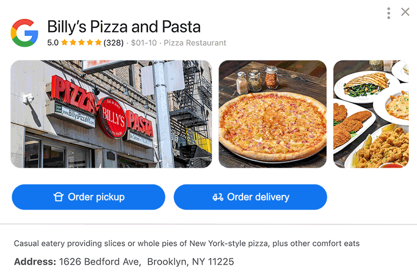 google listing ordering example