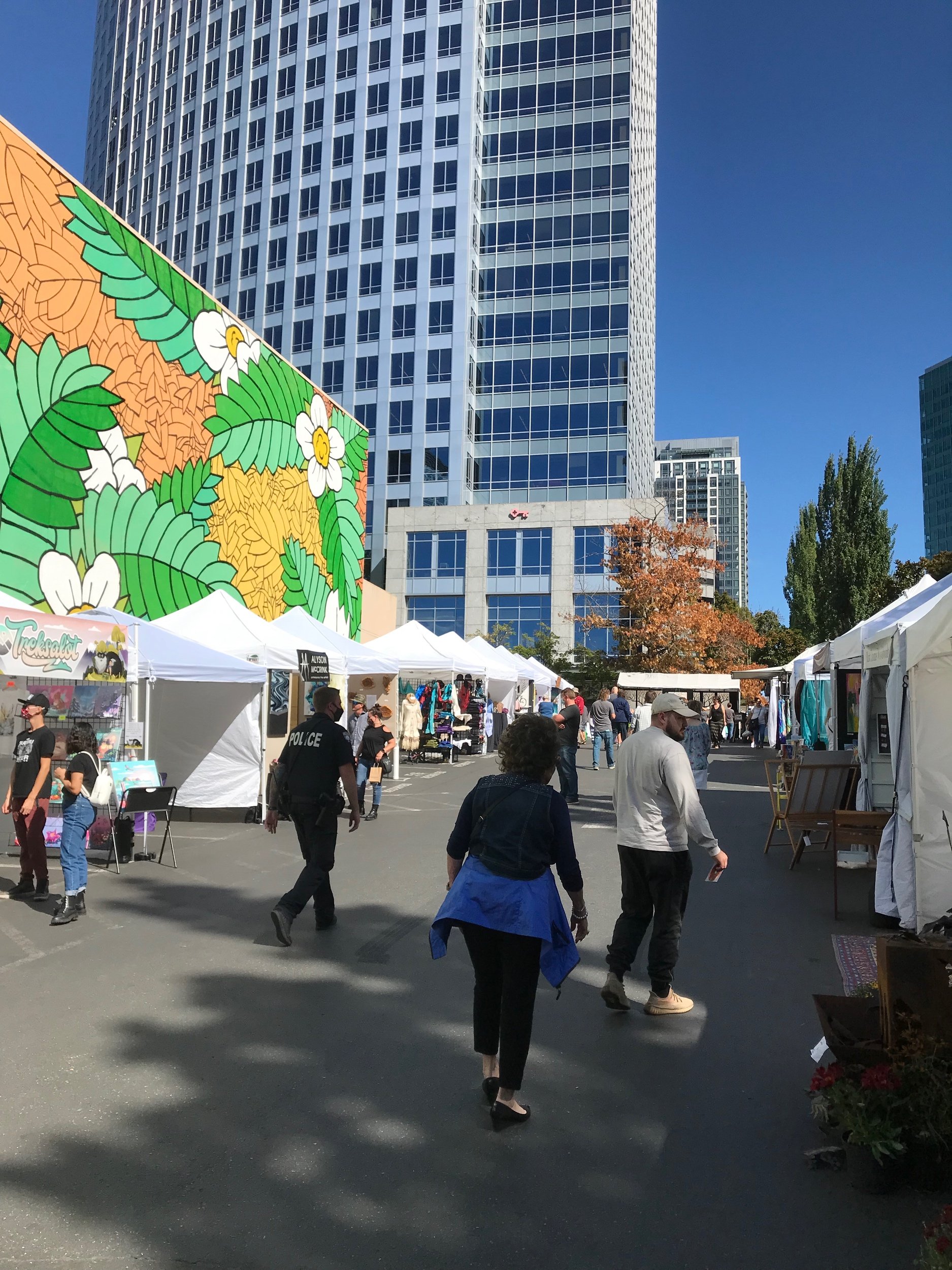 An open air market downtown