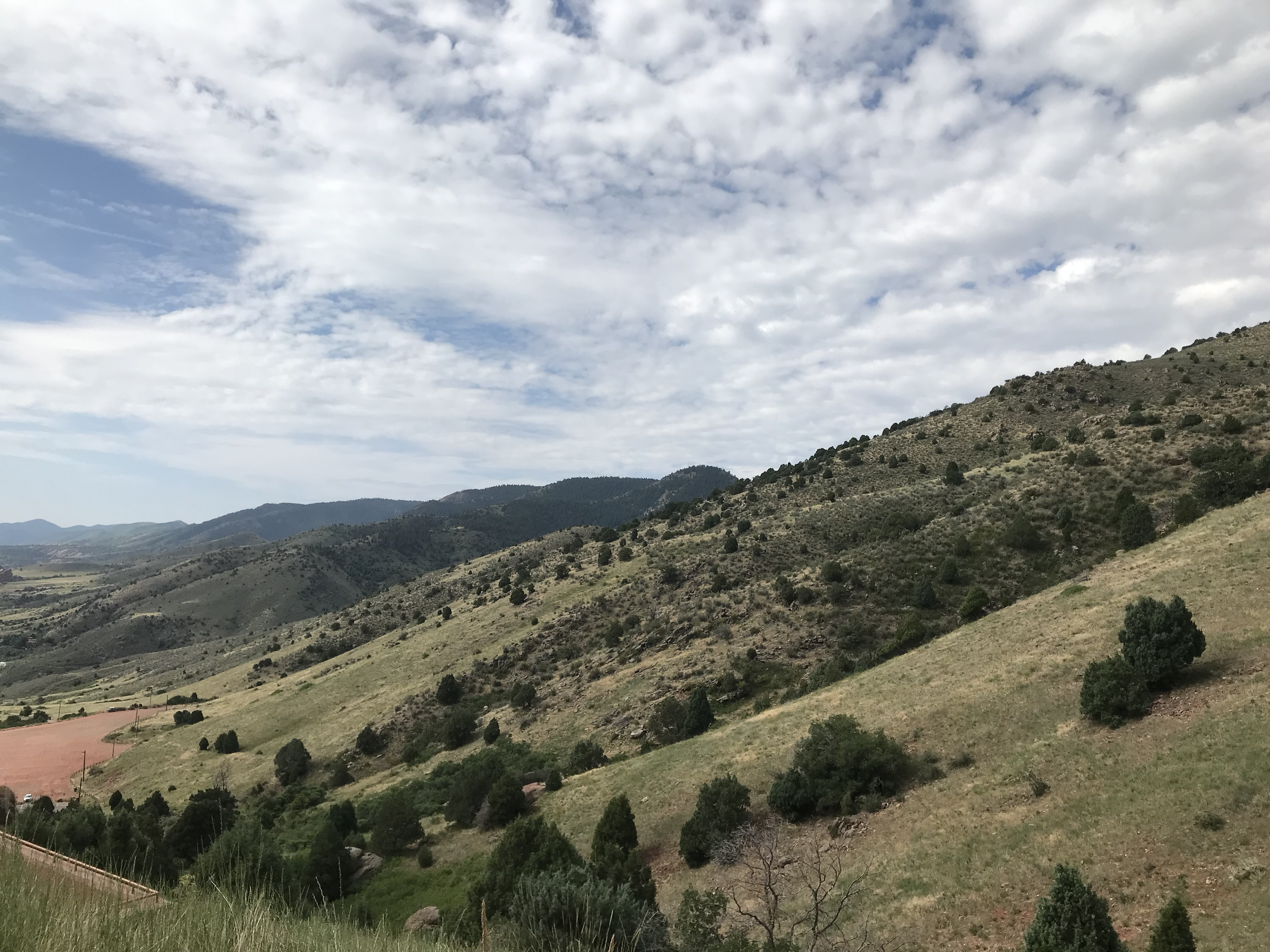 Rolling hills nearby.