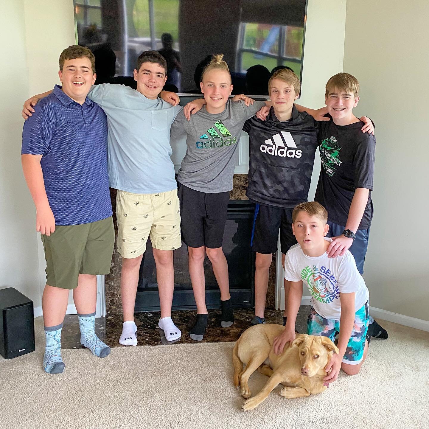 These boys have my ❤️! This is the old gang that hung out together through elementary and middle school. All were reunited this summer with the triplets&rsquo; return to IL after their move to TX.⁣
⁣
These awesome boys came over regularly for pumpkin