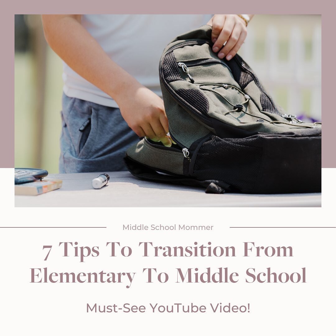Hey, parents of incoming middle schoolers! Have you watched my video &ldquo;7 Tips To Transition From Elementary To Middle School?&rdquo; My YouTube channel is MiddleSchoolMommer. 🖥 I hope it helps!