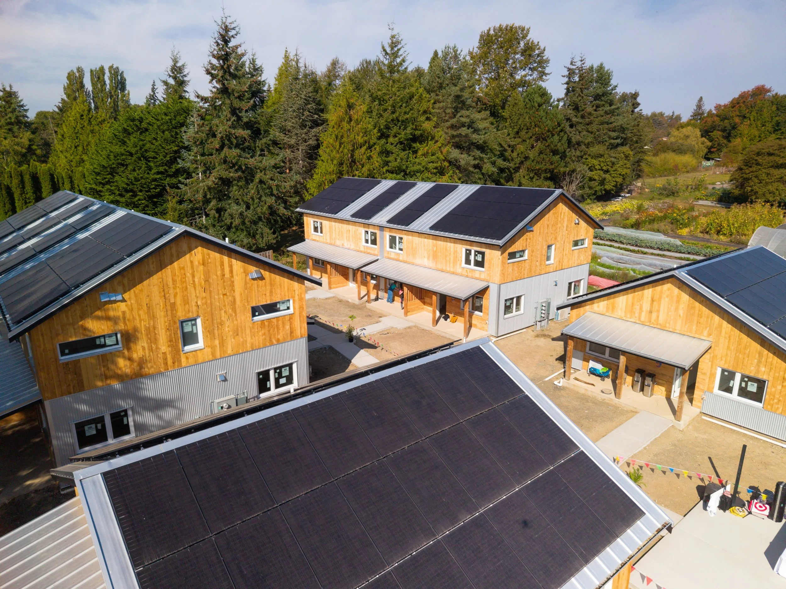 North-west-facing ariel view of KCLT's LaFreniere Court development.