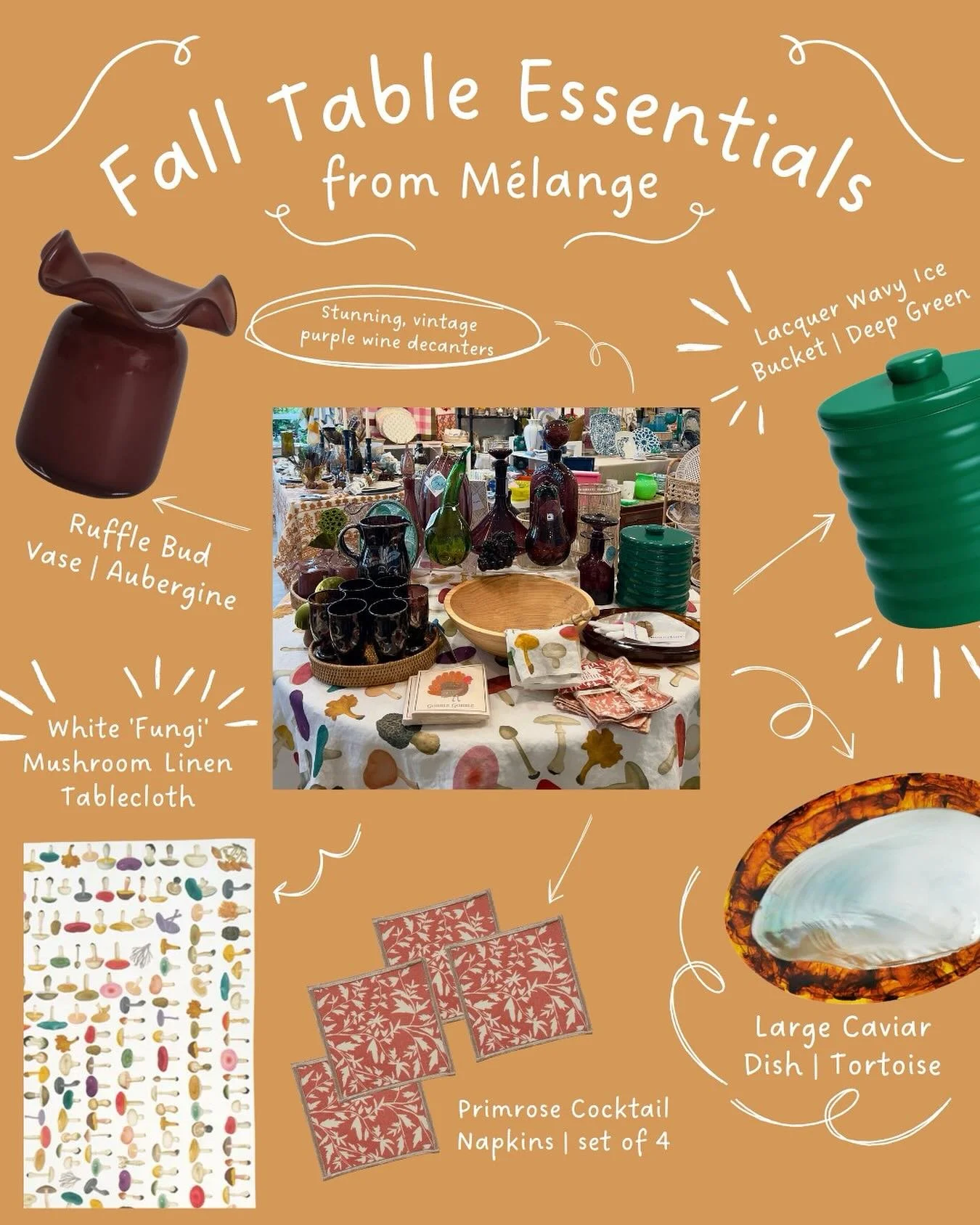 Setting the table for sweater weather! From aubergine ruffle vases to mushroom linens, Mélange has everything your table has been dreaming of 🍁🍂
@twowebster @thebartopshop #melangeosterville #tablesetting #capecod #massachusetts #autumn #in