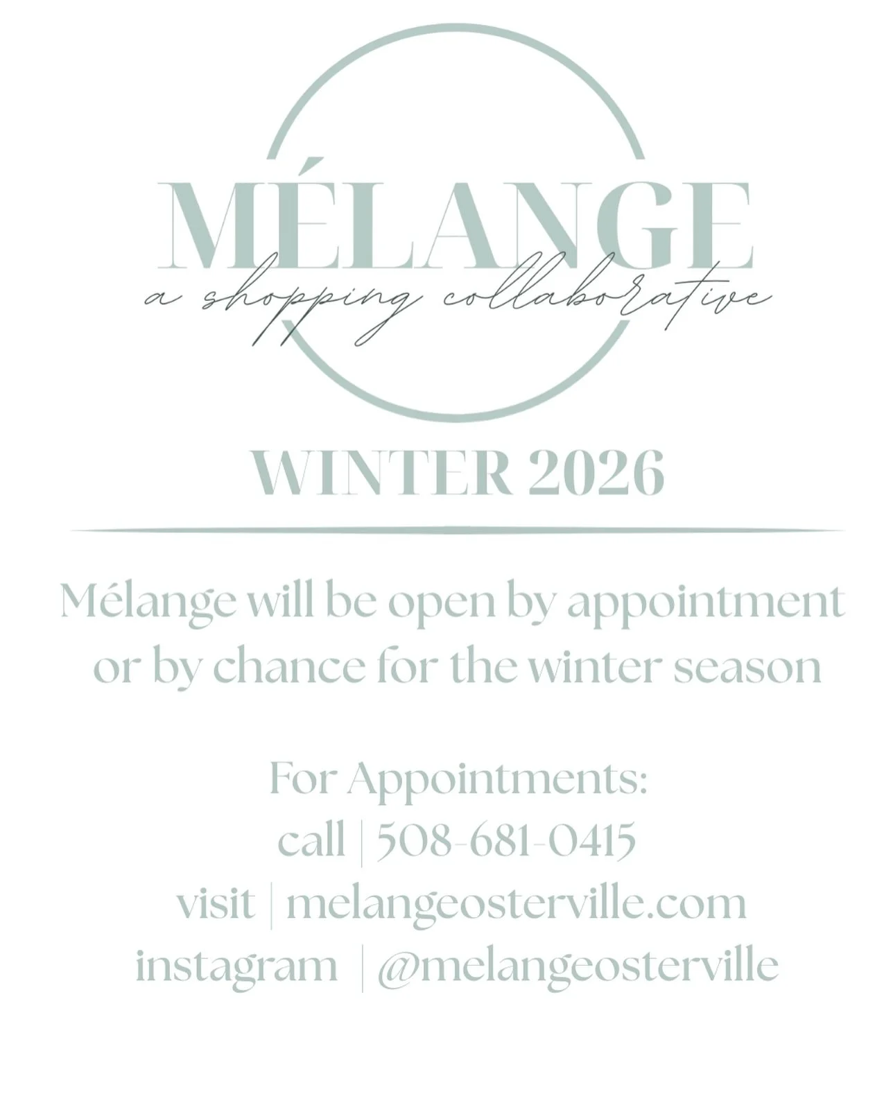 We are heading South for trunk shows and sourcing adventures. For in person shopping, we will be open by appointment or by chance. Many items are also available for online shopping at twowebster.com.

We can&rsquo;t wait to see you in the spring! 
xx