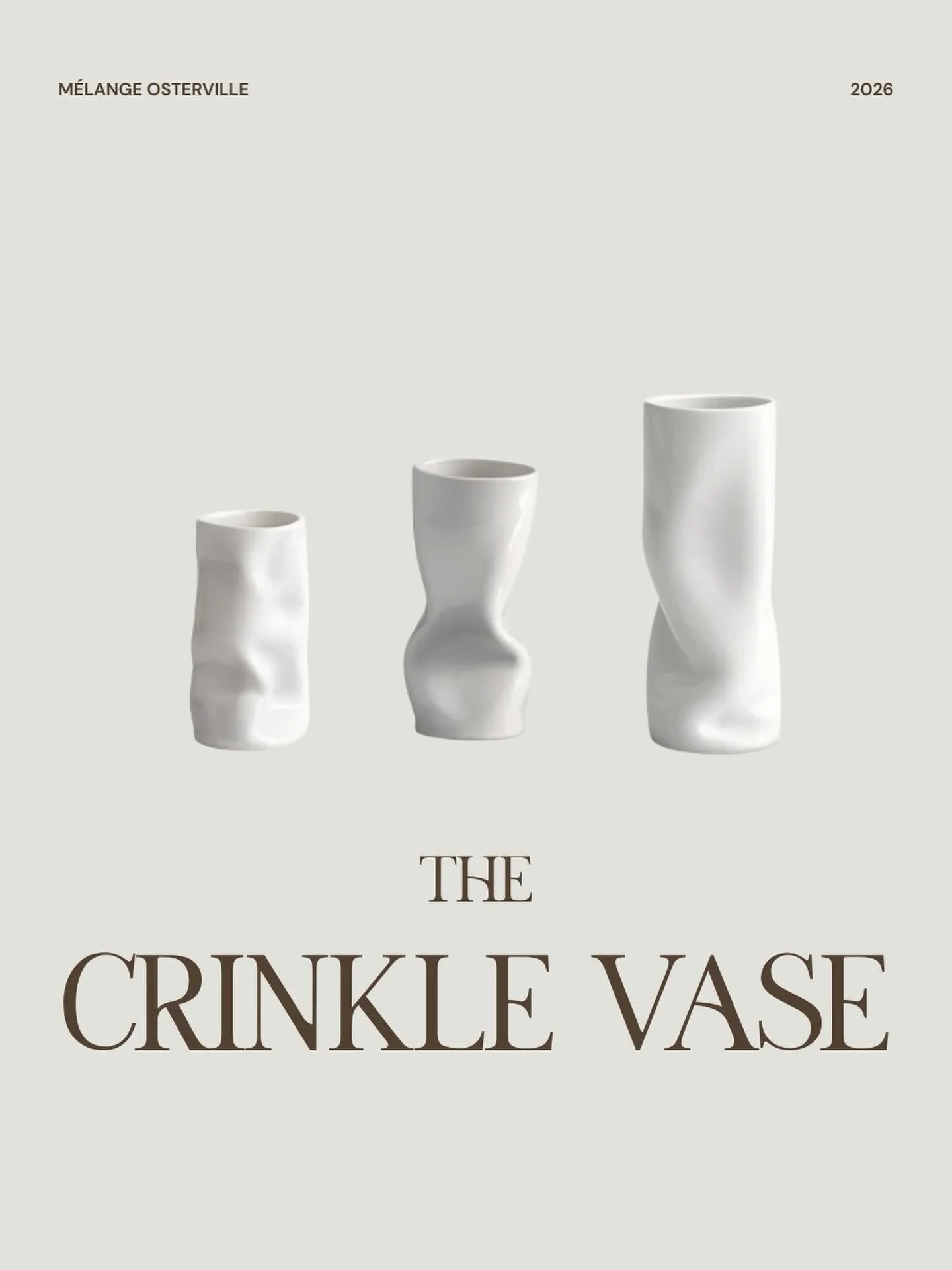 The first of a series spotlighting some of our favorite pieces around the shop.

Today&rsquo;s obsession: The Crinkle Vase. A softly sculpted and quietly striking piece adds subtle dimension into any corner of your home. More to come.