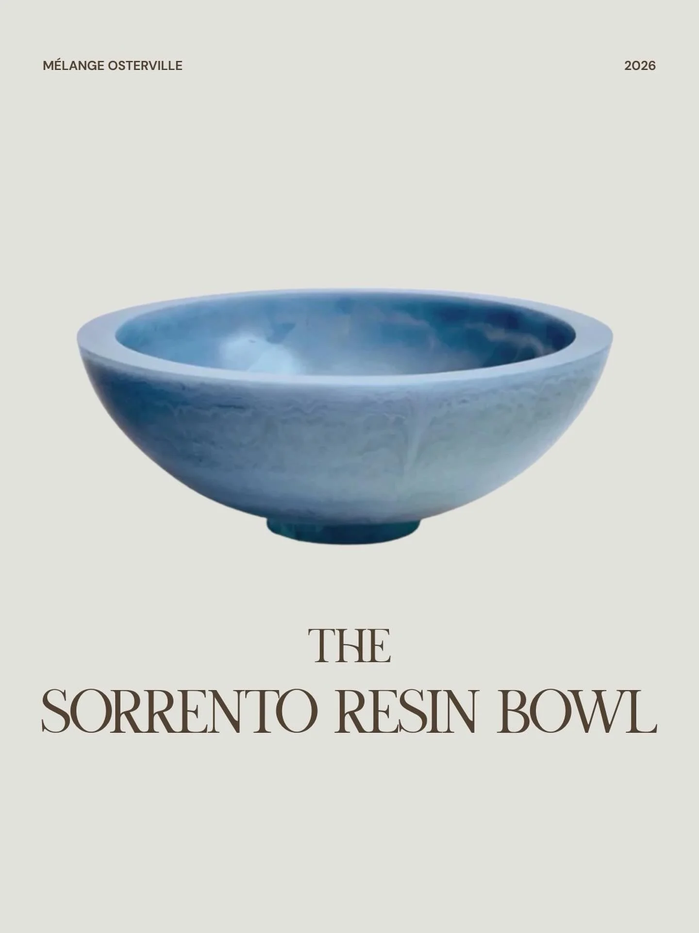 The Sorrento Resin Bowl is a M&eacute;lange classic not only for its looks, but also for its versatility and functionality. It&rsquo;s perfect for displaying fresh fruit, tossing salad, or even just sitting beautifully on your counter!