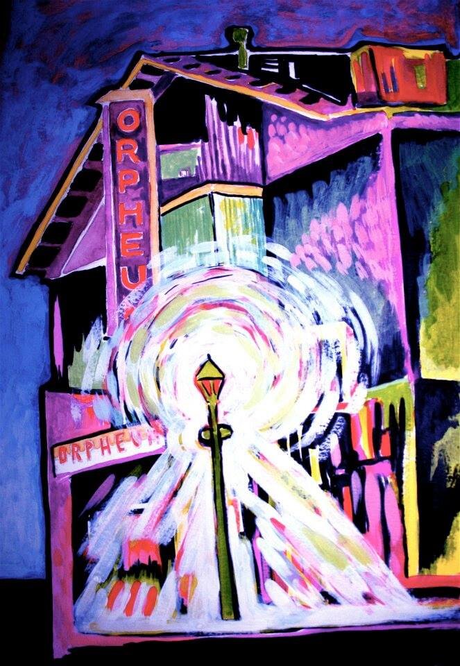 The Orpheum Theater. From Images of Haunted Flagstaff. Painting. 9" x 12". Arches Watercolor Paper.