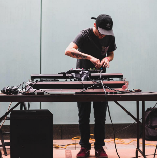 Korey Wade playing music.